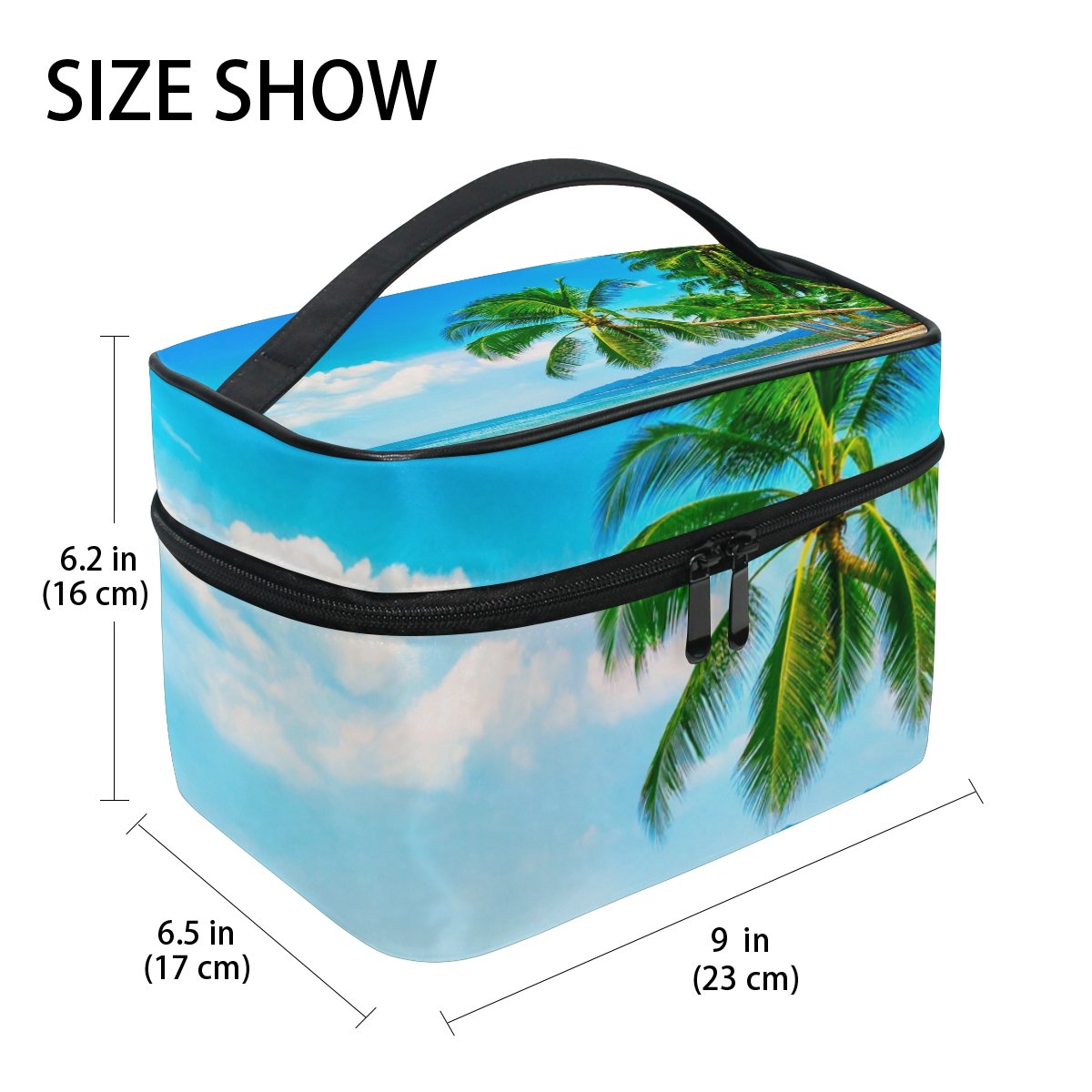 Stylish Tropical Hawaiian Beach Cosmetic Bag for Women - Waterproof Travel Makeup Organizer with Train Case Storage | Perfect for Vacations, Beach Trips & Daily Beauty Essentials