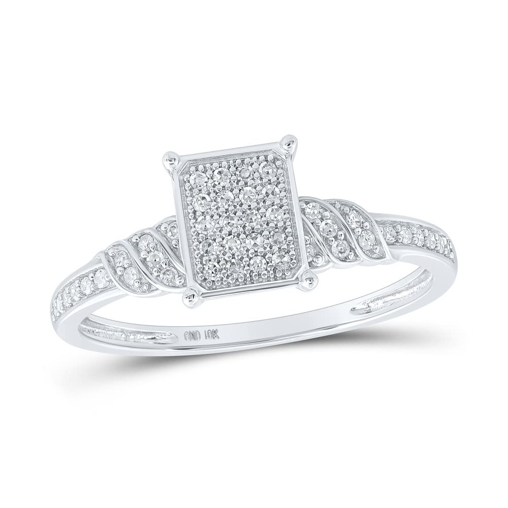 10K White Gold Women's Round Diamond Cluster Ring - 1/6 Cttw Sparkling Engagement & Wedding Jewelry Gift for Her - Perfect for Anniversaries, Proposals & Special Occasions