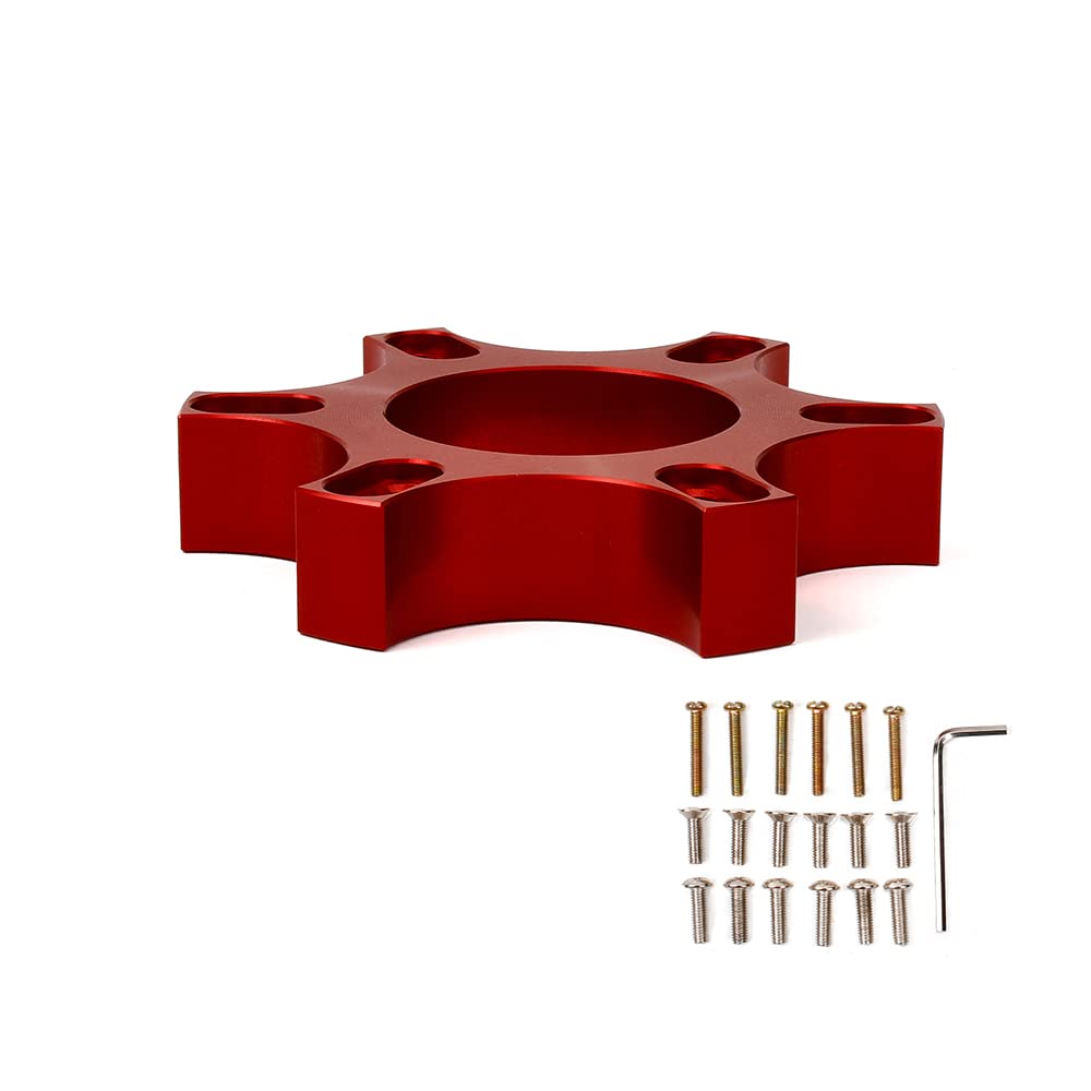 RASTP 70mm Aluminum Steering Wheel Adapter Plate - Compatible with Thrustmaster T300RS & 13-14 Inch Wheels - Red - Perfect for Racing Simulators & DIY Steering Wheel Upgrades