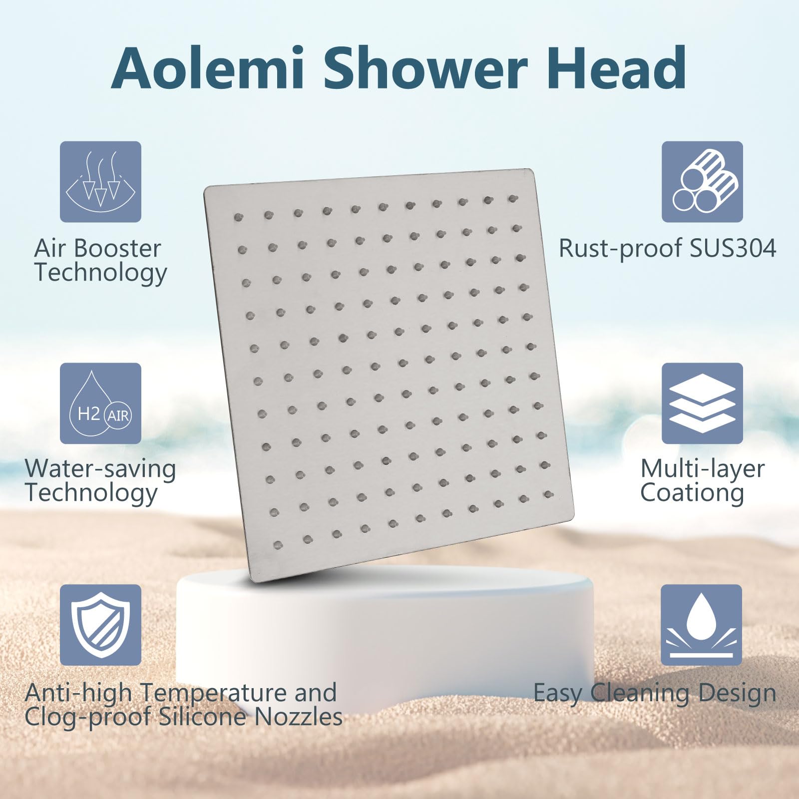 Aolemi Brushed Nickel 12 Inch Ceiling Mount Shower System - High Pressure Rainfall Shower Head & 2-in-1 Handheld Spray Combo with Rough-in Valve | Perfect for Spa-Like Bathroom Experience & Modern Home Renovation