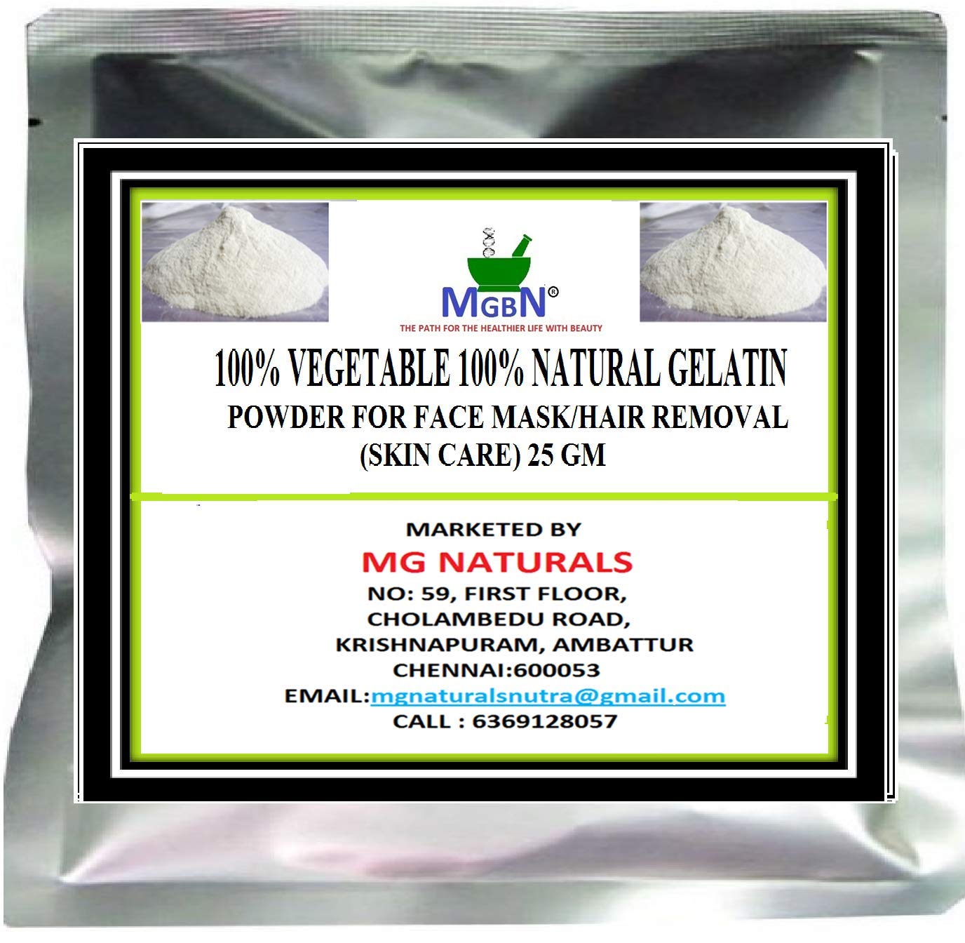 100% Natural Vegetable Gelatin Powder for Face Mask & Hair Removal - 25g | Skin Care, DIY Beauty, Vegan Collagen Boost