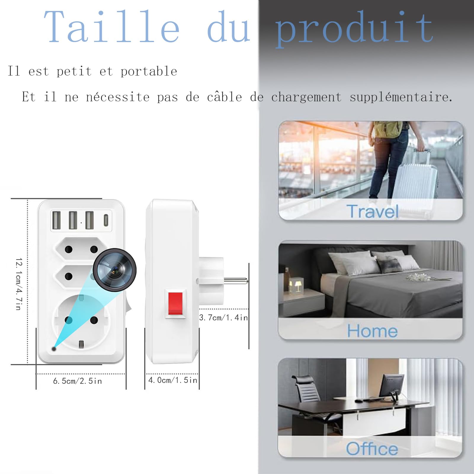 LJHHJLJH Hidden Camera WiFi Spy Camera - Wireless Surveillance & Nanny Cam with 1080P HD, Mobile App Control, USB Quick Charger Socket - Perfect for Home Security, Office Monitoring & Baby Care