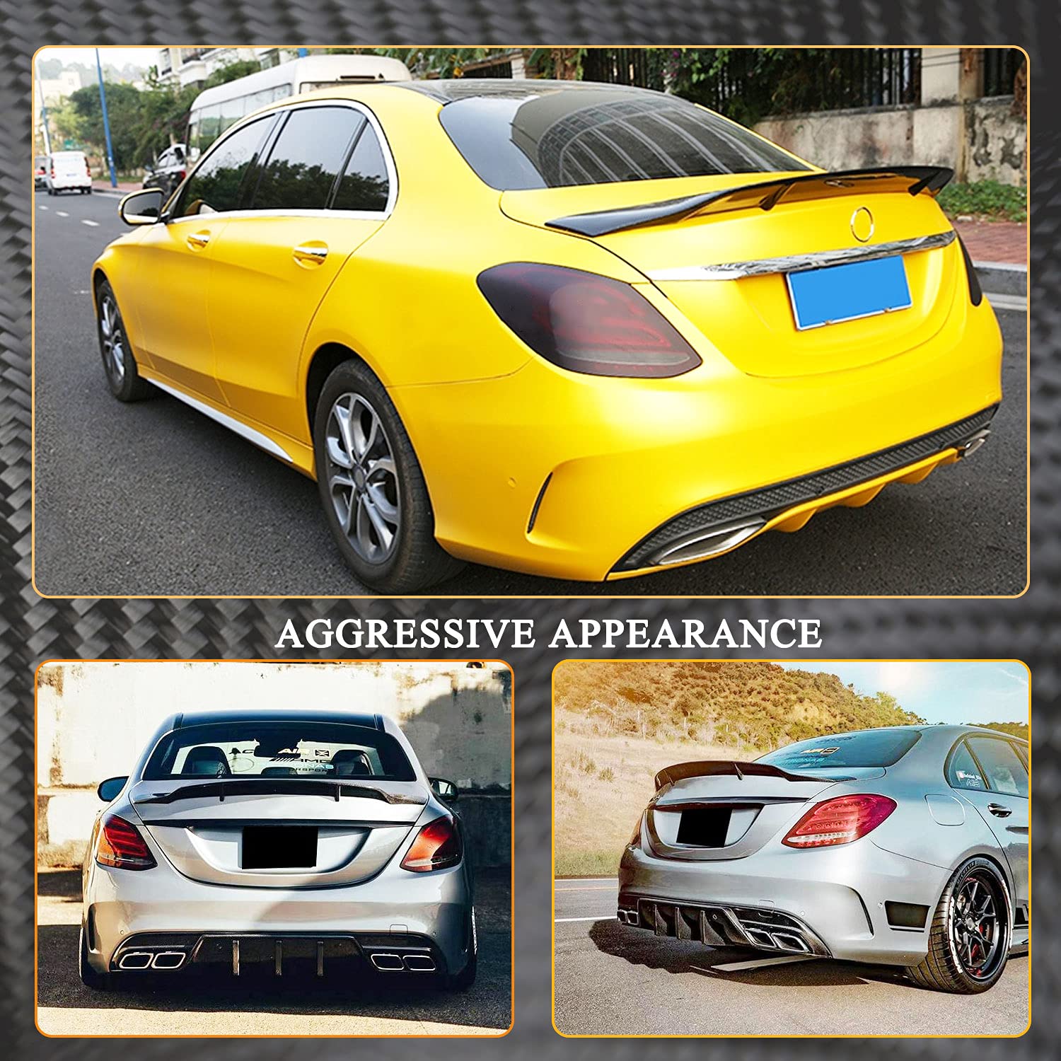 Carbon Fiber Trunk Spoiler for Mercedes Benz C Class W205 (2015-2021) - C180 C200 C250 C300 C400 C43 C63 AMG Sedan Rear Boot Lip Wing - High-Quality Factory Outlet Style A - Perfect for Street Racing & Car Shows