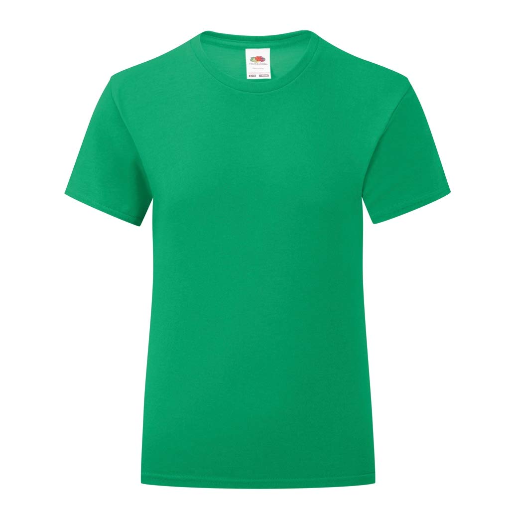 Fruit of the Loom Girls Iconic T-Shirt for Ages 7-8 | Light Graphite Cotton Tee | Casual Wear, School Uniform & Everyday Outfits