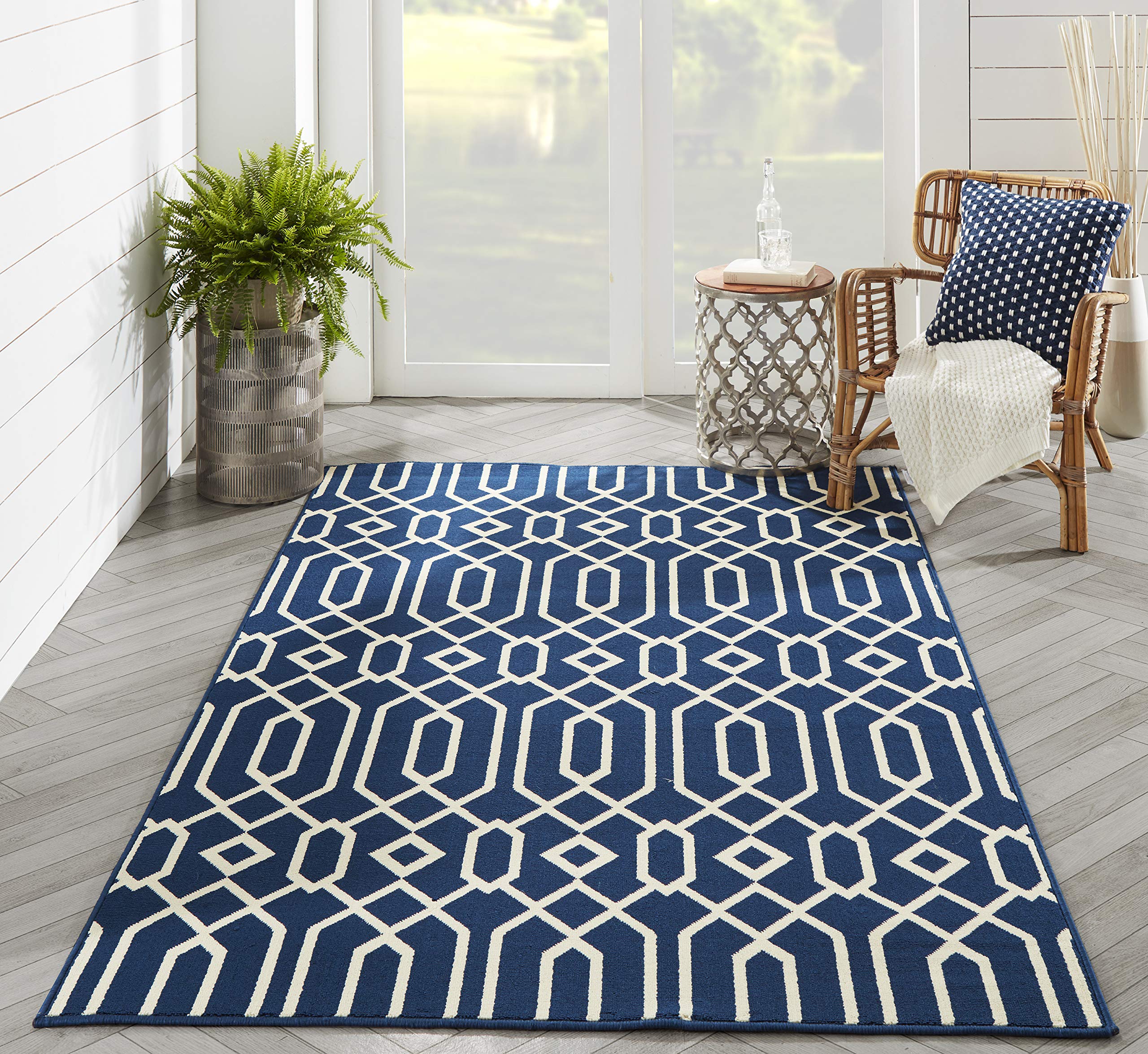 Momeni Baja Collection Contemporary Indoor Outdoor Area Rug - UV Protected Fade Resistant Easy Clean - 2'3