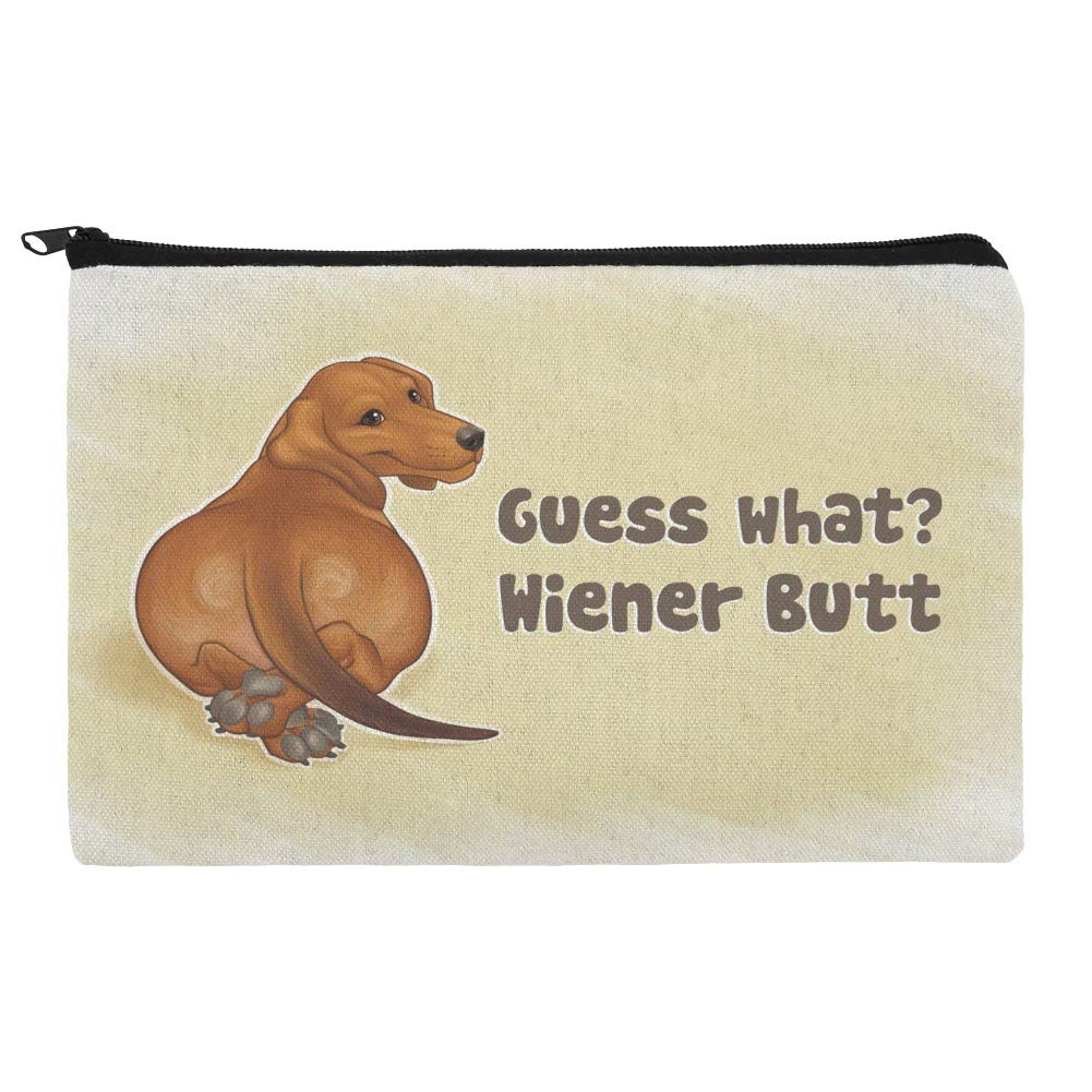 Funny Dachshund Wiener Dog Butt Makeup Bag - Cosmetic Organizer Pouch for Travel & Daily Use | Cute Dog Lover Gift Idea