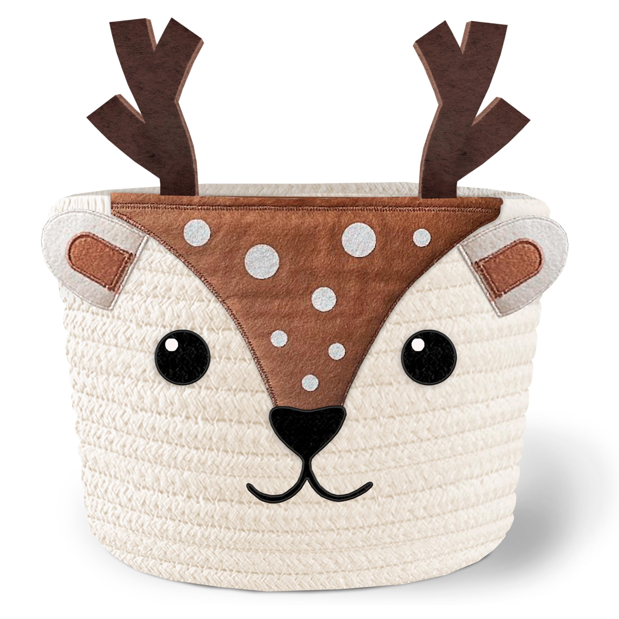 100% Cotton Deer Rope Baby Laundry Basket for Boys & Girls - Woodland Nursery Storage Organizer for Diapers, Wipes & Towels | Perfect Baby Shower Gift & Nursery Decor | Machine Washable | Ideal for Baby Rooms, Daycare & Gift Registries
