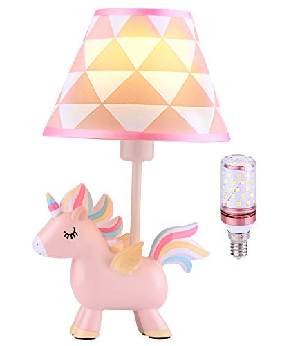 **Adorable Unicorn Night Light for Girls - 3-Color LED Bedside Lamp with Shade, Perfect for Kids Bedroom & Nursery Decor - Cute Pink Plug-in Lamp for Bedtime, Reading & Playtime**
