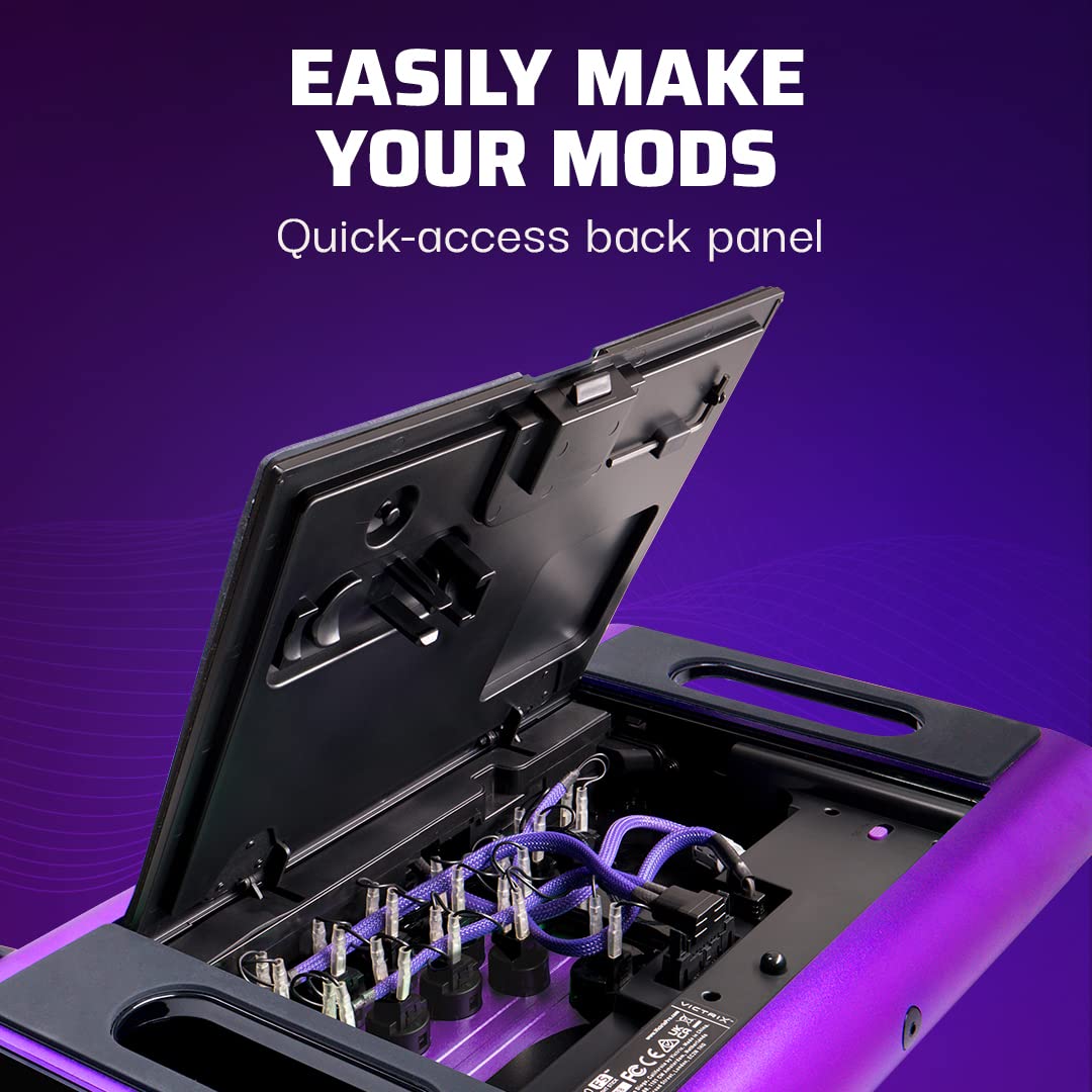 Victrix Pro FS-12 ESports Arcade Fight Stick - 12-Button Sanwa Denshi Controller for PS5, PS4 & PC | Tournament Grade for Street Fighter, Tekken & Mortal Kombat | Ergonomic Detachable Joystick - Perfect for Competitive Gaming & Home Arcades (Purple)