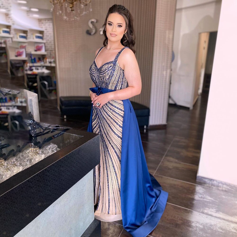 Serene Hill Sexy Blue Mermaid Evening Dress with Detachable Skirt & Beaded Sweetheart Neckline - Luxury Arabic Party Gown for Women 2025 LA71786 | Perfect for Formal Events, Weddings & Special Occasions