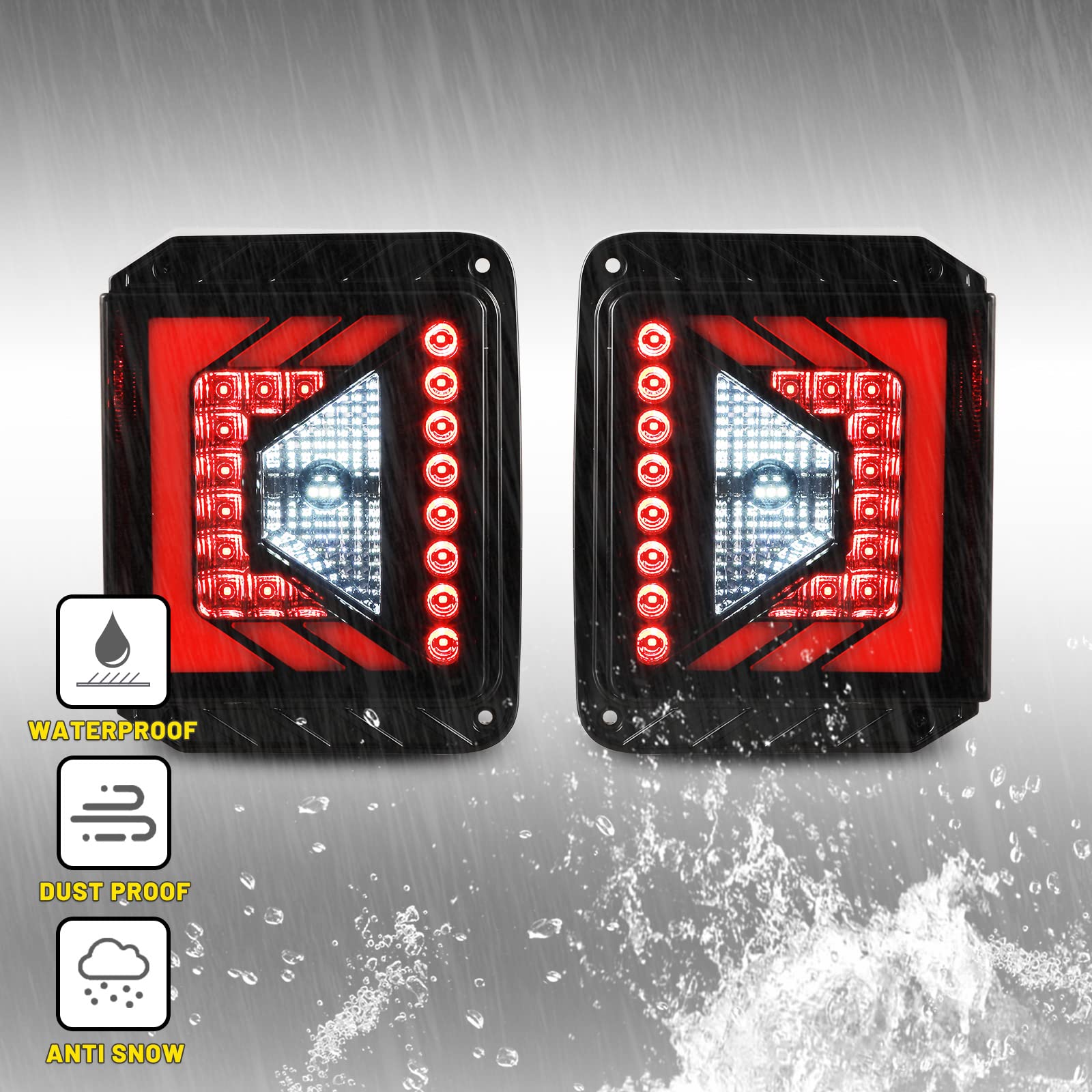 **AUTOWIKI LED Tail Lights for Jeep Wrangler JK & JKU (2007-2018) - Black Housing Clear Lens Replacement Rear Lamps - Left & Right Side - Off-Road & Night Driving Upgrade**