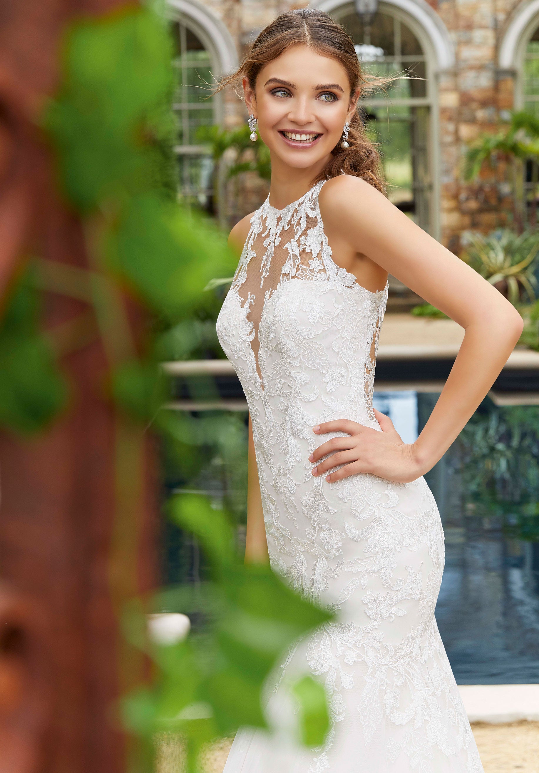Morilee Peony 5713 Wedding Dress - Elegant A-Line Ball Gown with Floral Lace Appliques for Brides, Prom, and Formal Occasions