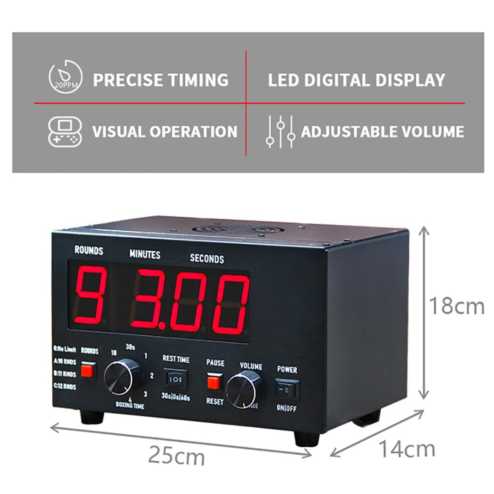 Interval Training Timer - Boxing & Gym Workout Timer with Buzzer & LED Display - Perfect for HIIT, Boxing, CrossFit, and Fitness Training
