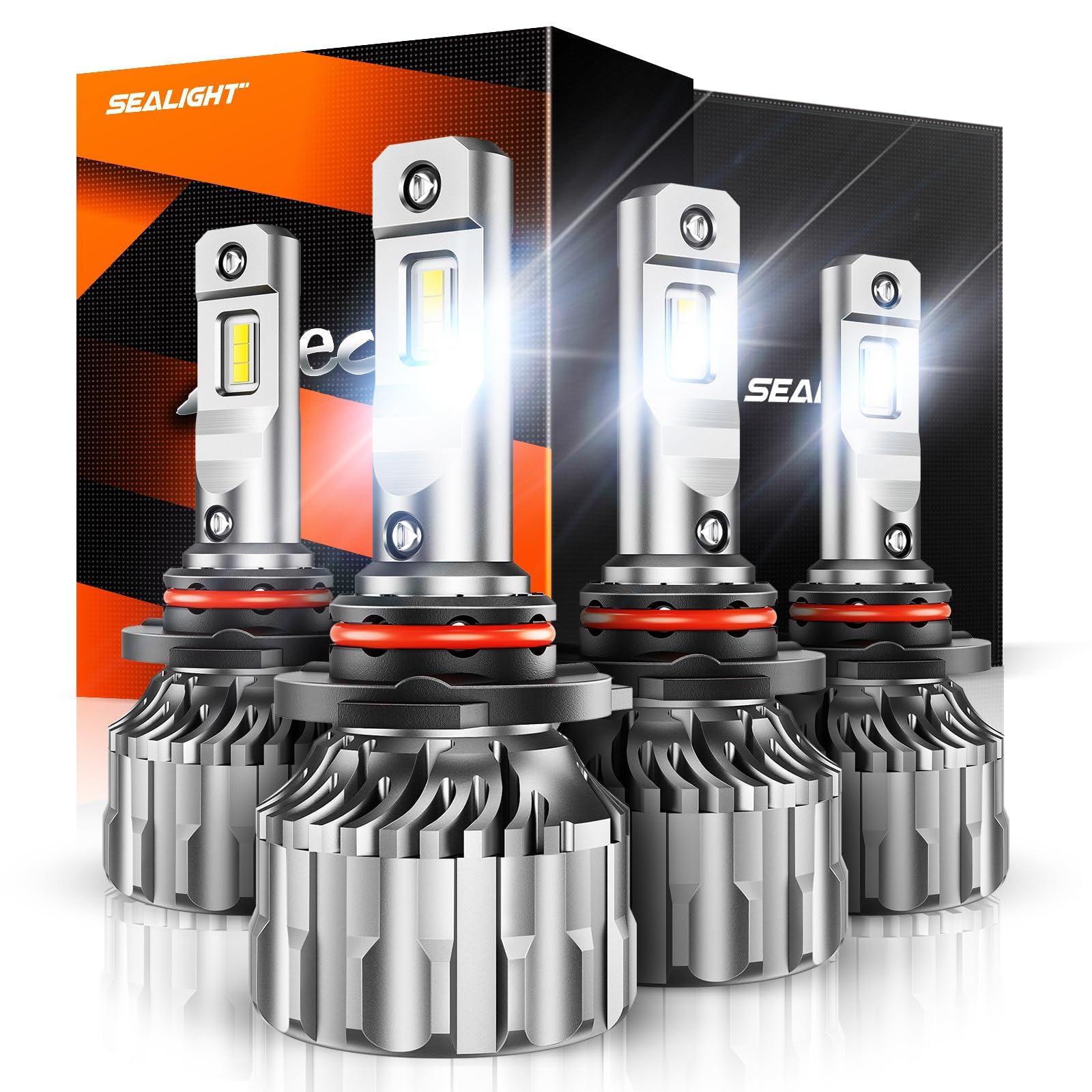 SEALIGHT 9005/HB3 9006/HB4 LED Bulbs Combo - 800% Brighter 6500K Cool White, 60,000+ Hours Lifespan, 15,000 RPM Turbo Fan - Plug & Play Hi/Lo Beam & Fog Light Replacement (Pack of 4) | Perfect for Night Driving, Off-Roading & Enhanced Visibility in All Weather Conditions