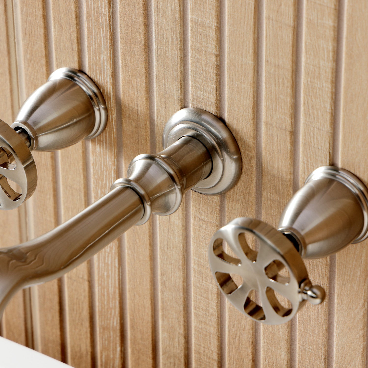 Belknap KS5028RX Brushed Nickel Roman Tub Faucet - 2 Handle 3 Hole Wall Mount Bathroom Faucet for Luxury Bathtubs & Spa Retreats