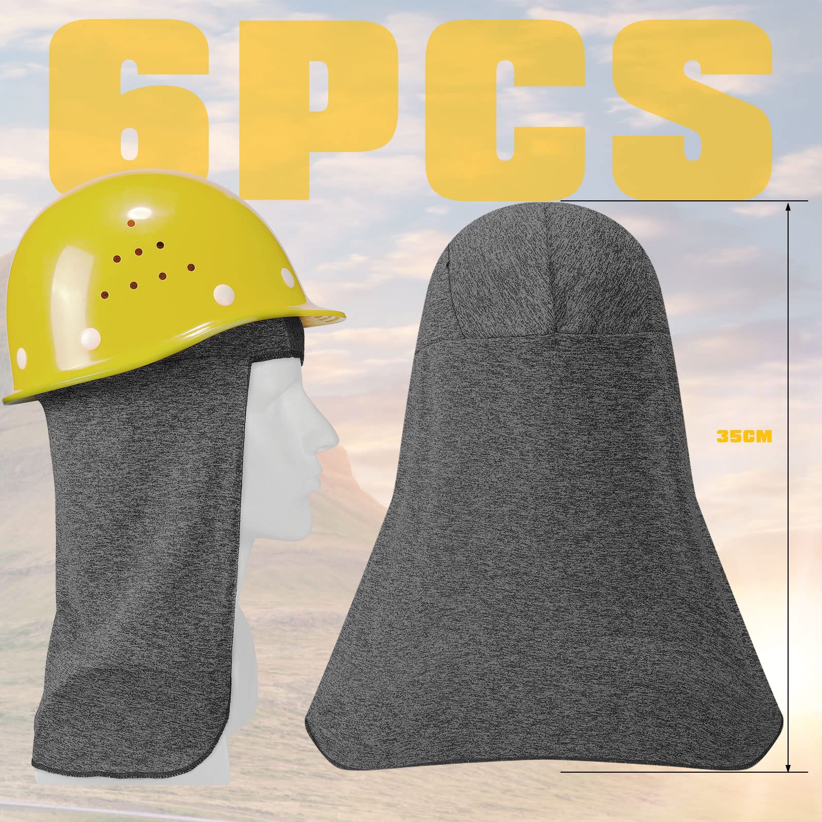 Sintege 6-Pack Cooling Hard Hat Sun Shade & Neck Protector - Breathable Skull Cap for Construction, Hiking, Fishing - UV Protection for Men & Women
