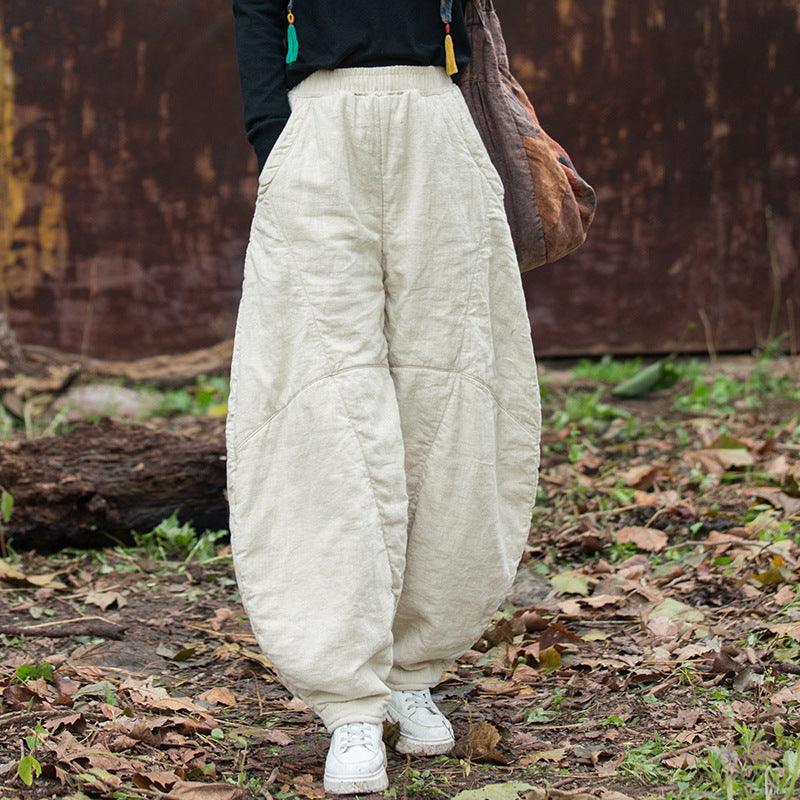 Women's Cozy Linen Harem Pants - Soft & Comfortable Winter Lounge Pants for Yoga, Meditation & Home Relaxation