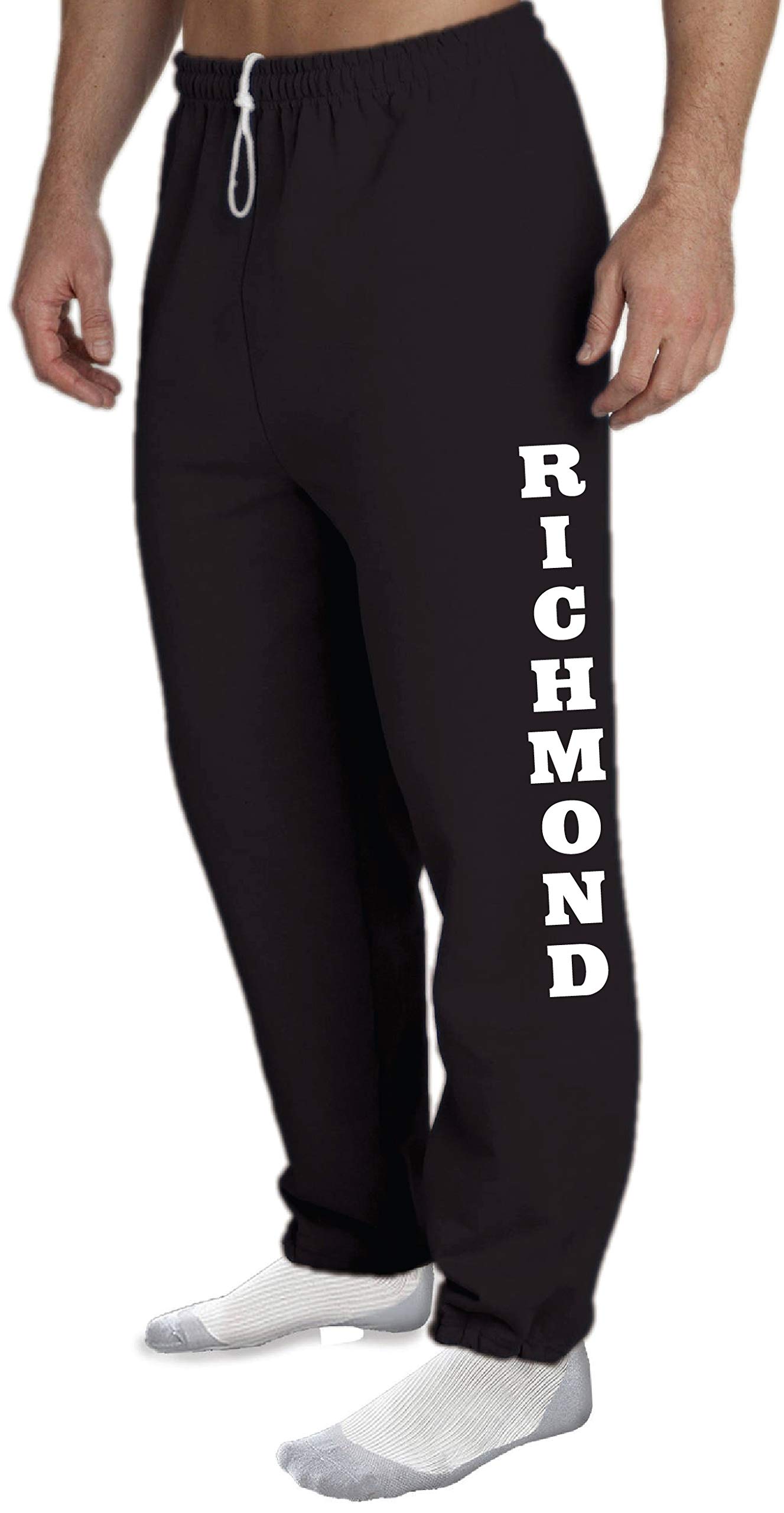 STUFF WITH ATTITUDE Richmond Open Bottom Black Sweatpants - Comfortable Lounge Pants for Men & Women, Casual Wear, Home Relaxation, and Gym Workouts