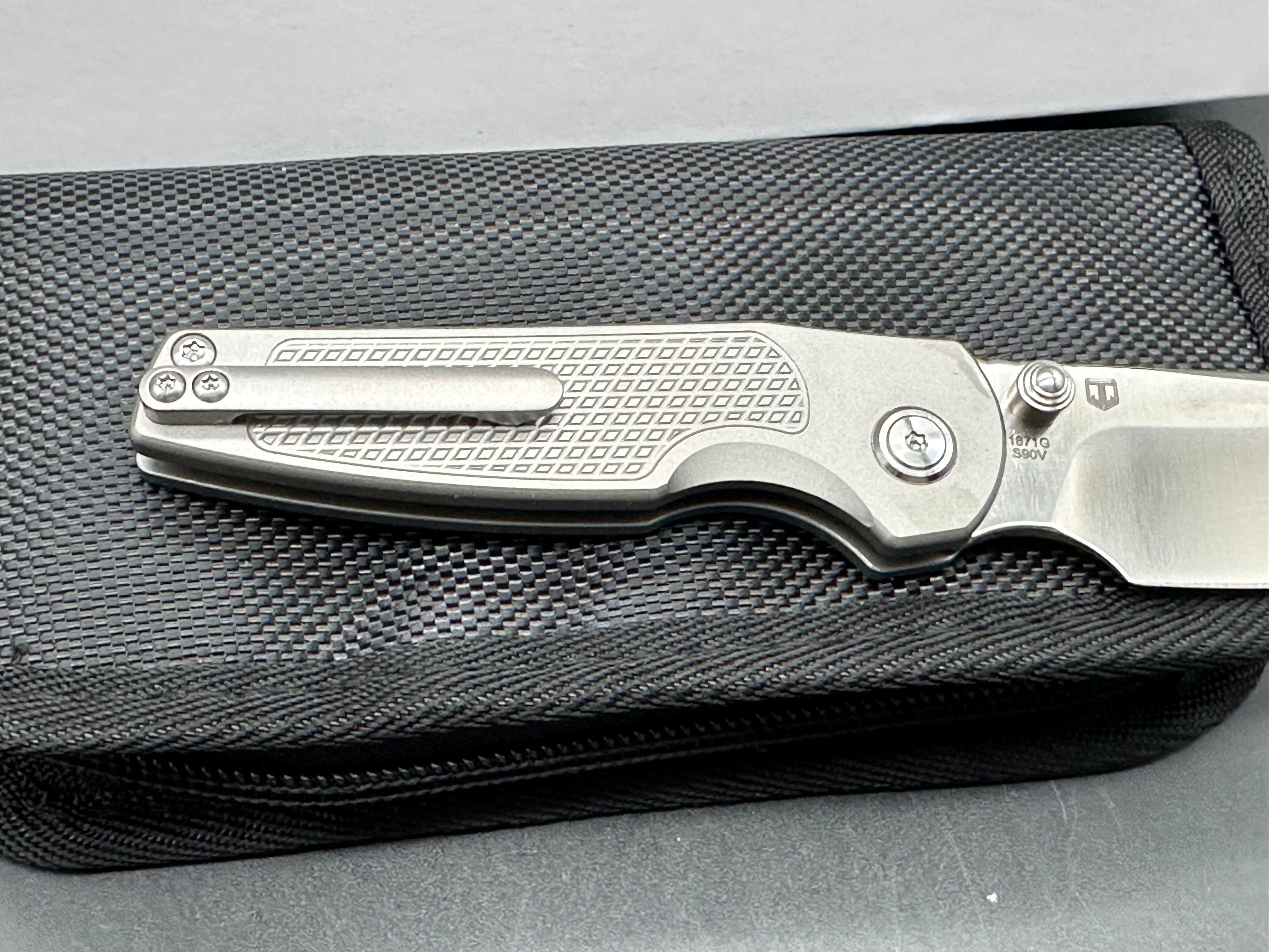 ARTISAN CUTLERY CLEO ATZ 1871G Folding Knife - CPM S90V Premium Steel Blade & Titanium Handle - EDC Pocket Knife for Camping, Hiking & Outdoor Survival