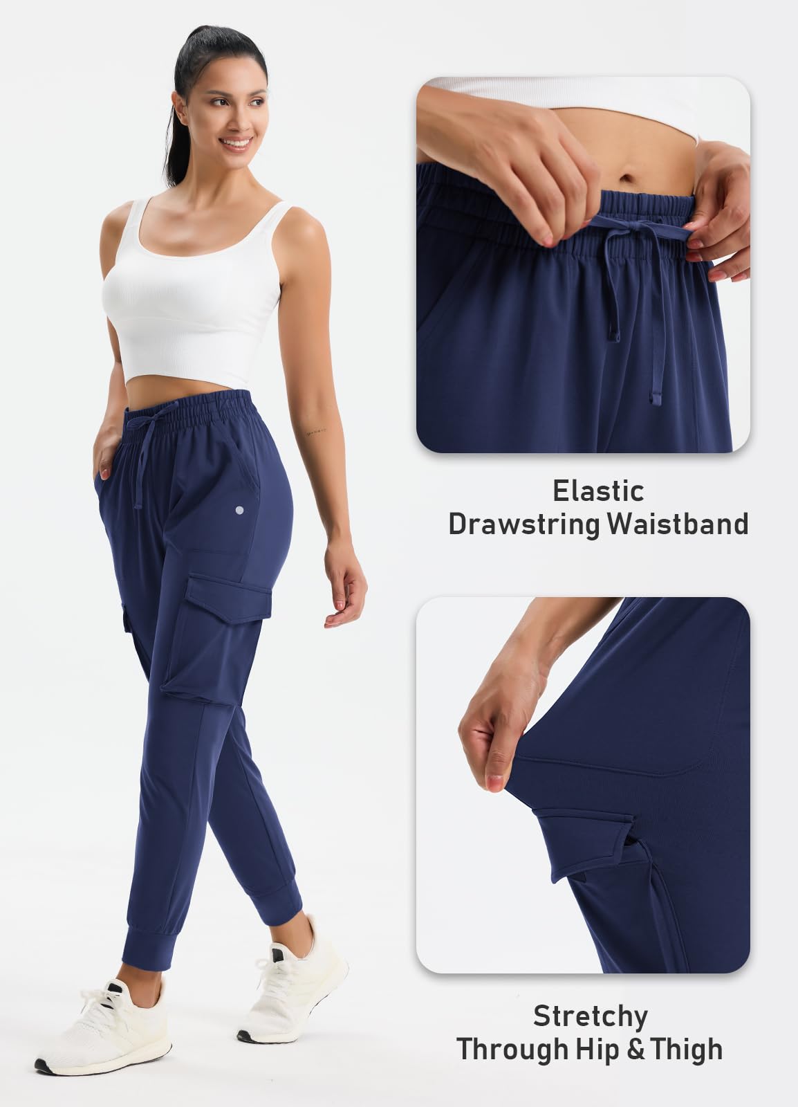Women's Fleece Lined Cargo Joggers - Water Resistant Winter Hiking Pants for Running & Snow Activities | Warm Sweatpants for Outdoor Adventures & Casual Wear