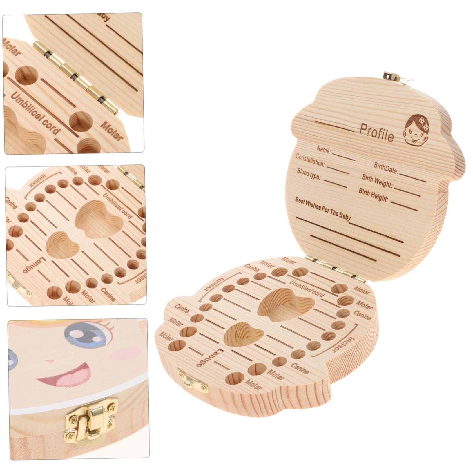 Cabilock 5-Piece Wooden Baby Keepsake Box Set - Handmade Tooth Storage & Memory Box for Newborn Girls - Perfect for First Tooth, Hospital Bracelets & Baby Hair Mementos (Natural Wood)