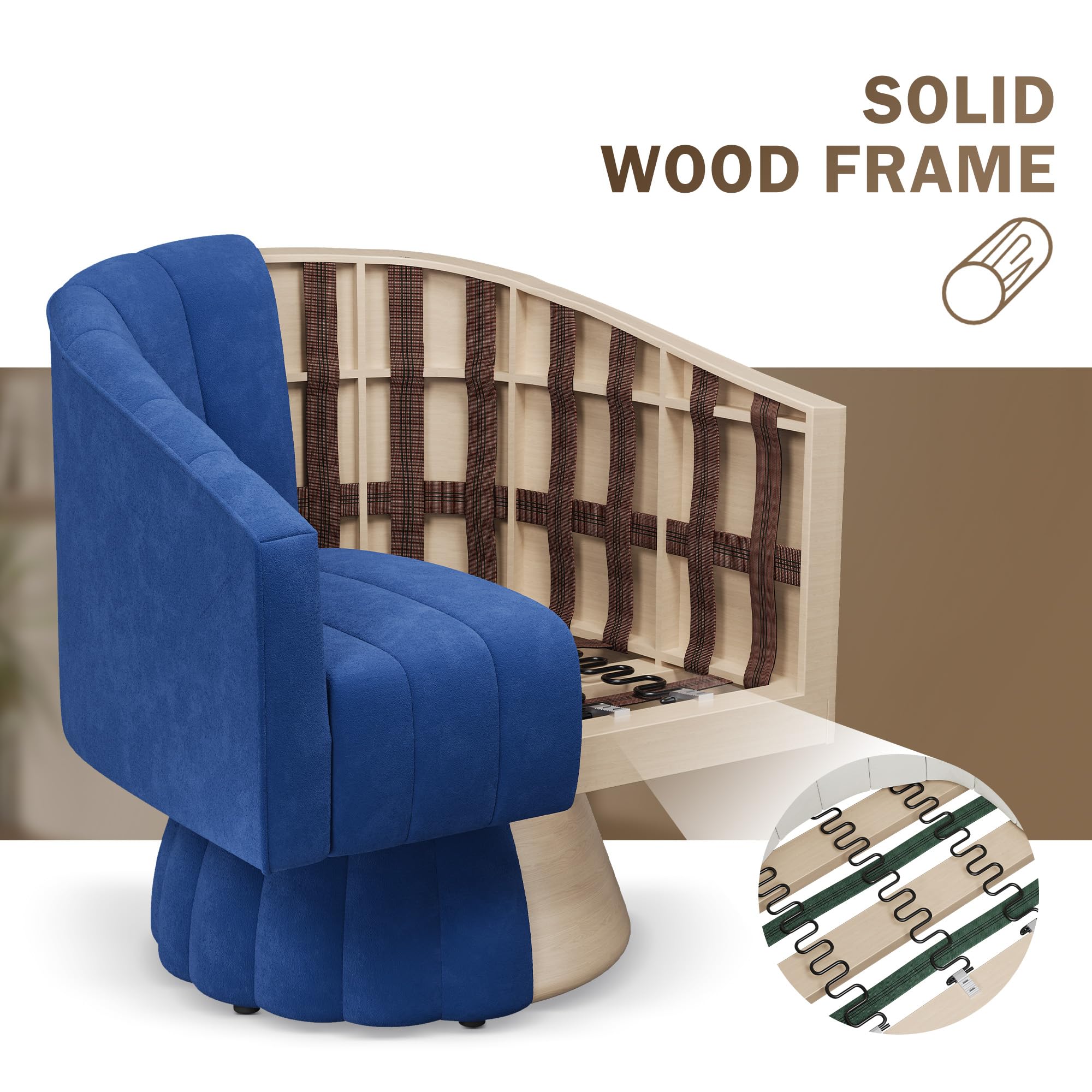 360 Swivel Barrel Accent Chairs Set of 2 - Modern Living Room Lounge Chairs with Cozy Armrests, Navy Blue Side Chairs for Bedroom, Office & Reading Nook - Perfect for Relaxing & Entertaining Guests