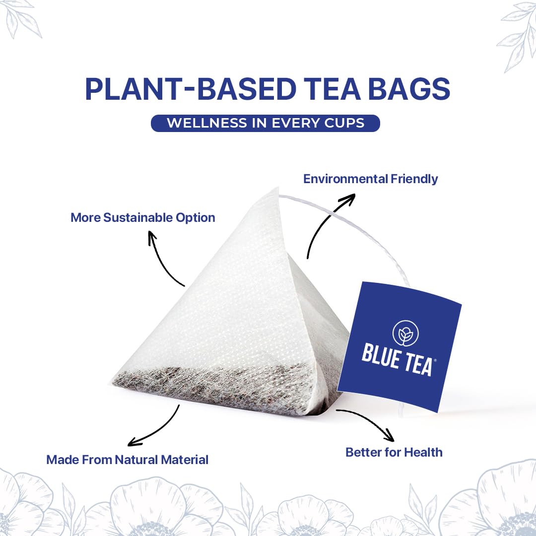 Organic Blue Butterfly Pea Flower Tea with Lavender - 30 Pyramid Tea Bags | Antioxidant Rich Herbal Tea | Caffeine Free, Vegan, Gluten Free, Non-GMO | Detox & Relaxation | Perfect for Stress Relief, Meditation & Wellness Rituals | Eco-Friendly Tin Packaging