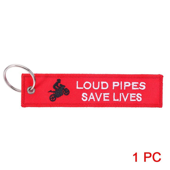 Motorcycle Keychain - Loud Pipes Save Lives Red Wheelie Key Ring for Bikers - Perfect for Motorcycle Enthusiasts & Gift Ideas
