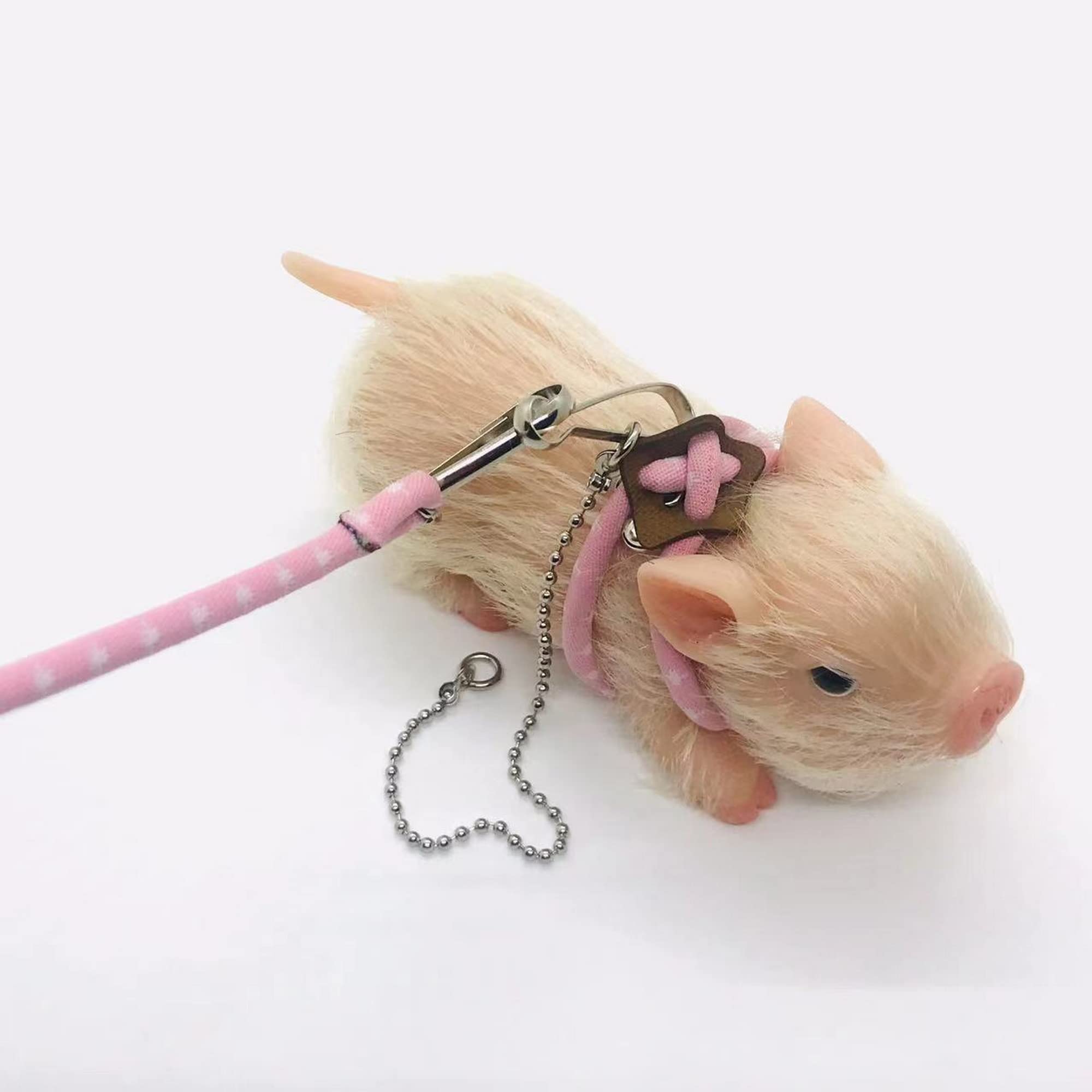 Premium Silicone Hamster Leash - Piglet Pink Pet Accessory for Small Animals | Safe & Comfortable for Hamsters, Guinea Pigs, and Rabbits | Perfect for Outdoor Walks and Playtime