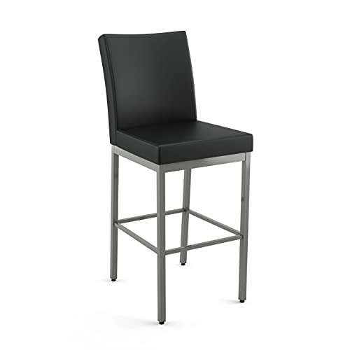 Charcoal Black With a Tint of Brown Faux Leather / Metallic Grey Metal