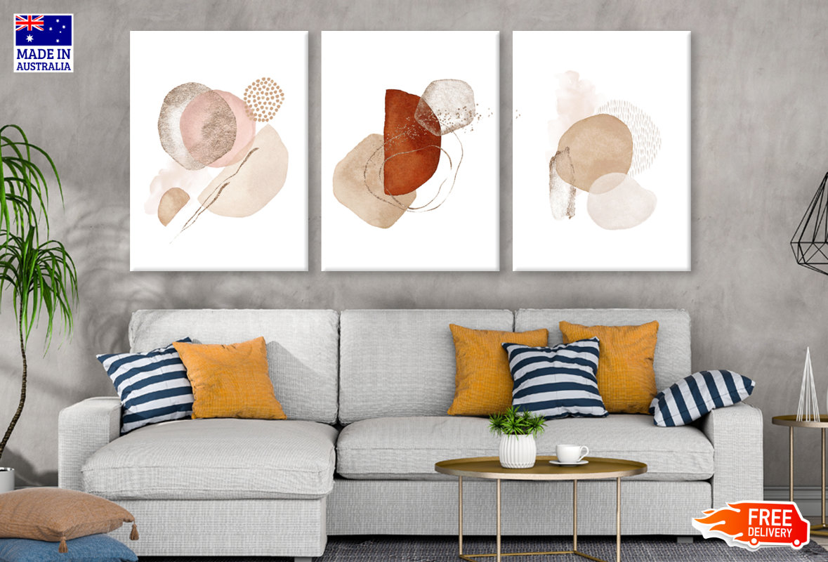 3-Piece Abstract Shapes Wall Art Canvas Set - High Quality Print, 100% Australian Made, Ready to Hang - Perfect for Living Room, Bedroom & Office Decor
