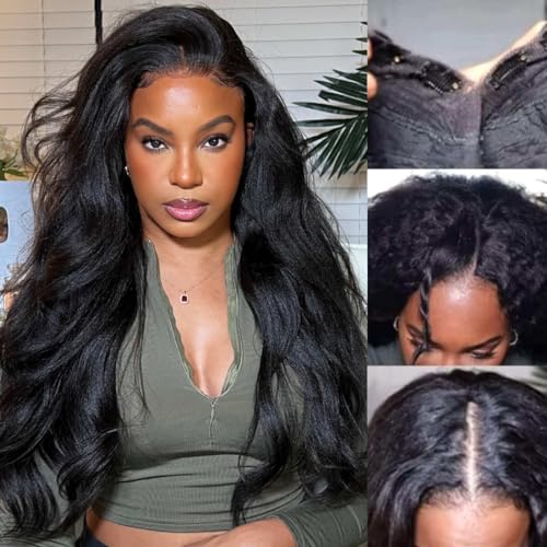kinky straight v part wig natural color