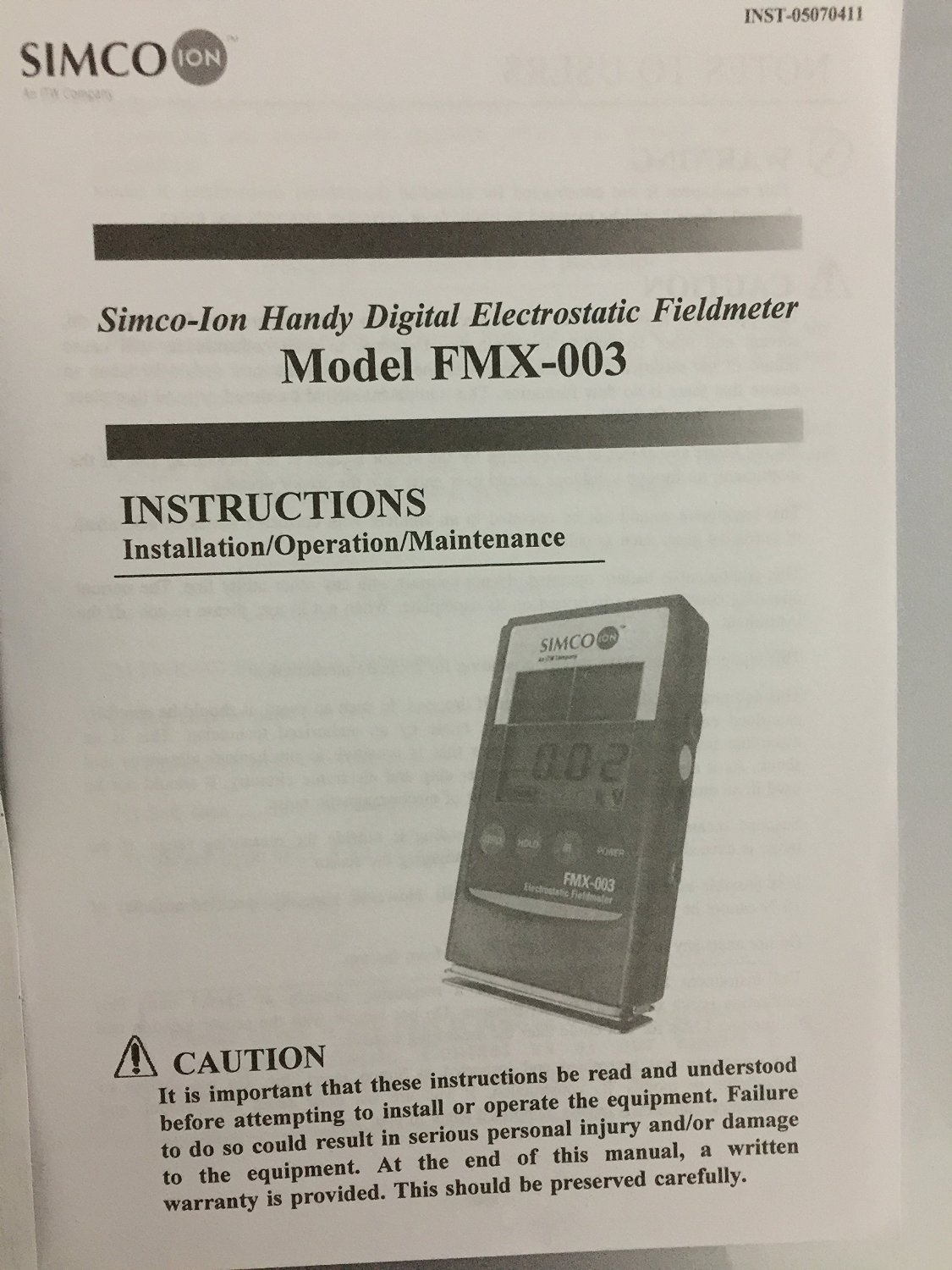 FMX-003 Handheld Electrostatic Field Meter - Digital Static Charge Tester by SIMCO | Portable Static Electricity Detector for Industrial, Laboratory & Cleanroom Use