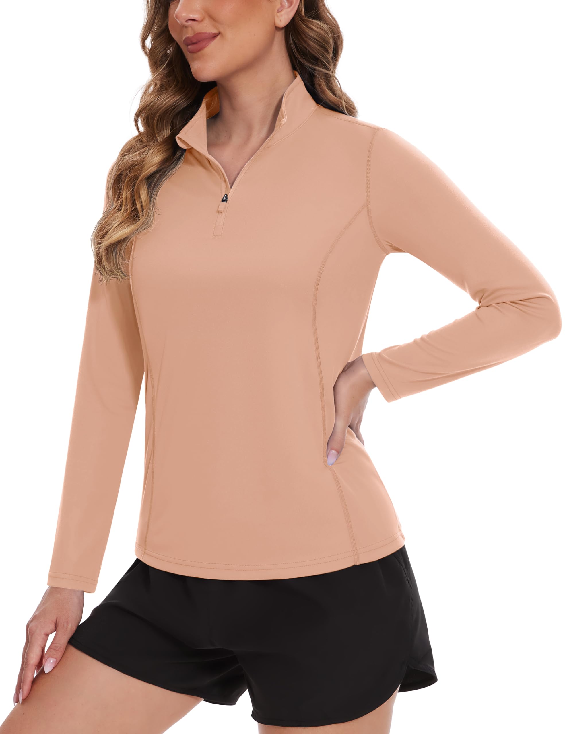TACVASEN Women's UPF 50+ UV Protection Long Sleeve Quarter Zip Pullover - Lightweight Golf Shirt & Workout Top for Outdoor Activities, Hiking, and Sports