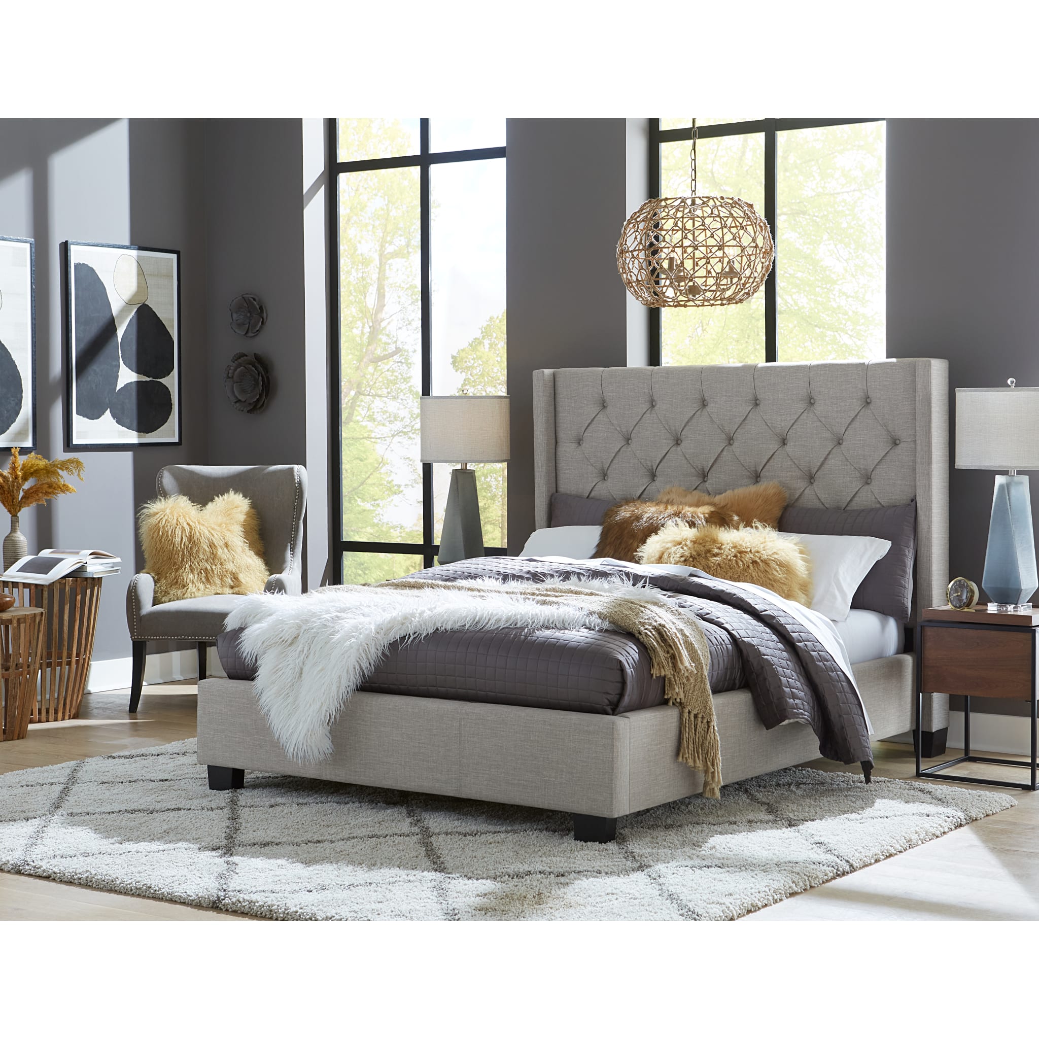 Verona Upholstered Footboard Storage Bed Frame - Queen Size Platform Bed with Underbed Storage, Speckled Grey Fabric - Perfect for Small Bedrooms & Guest Rooms