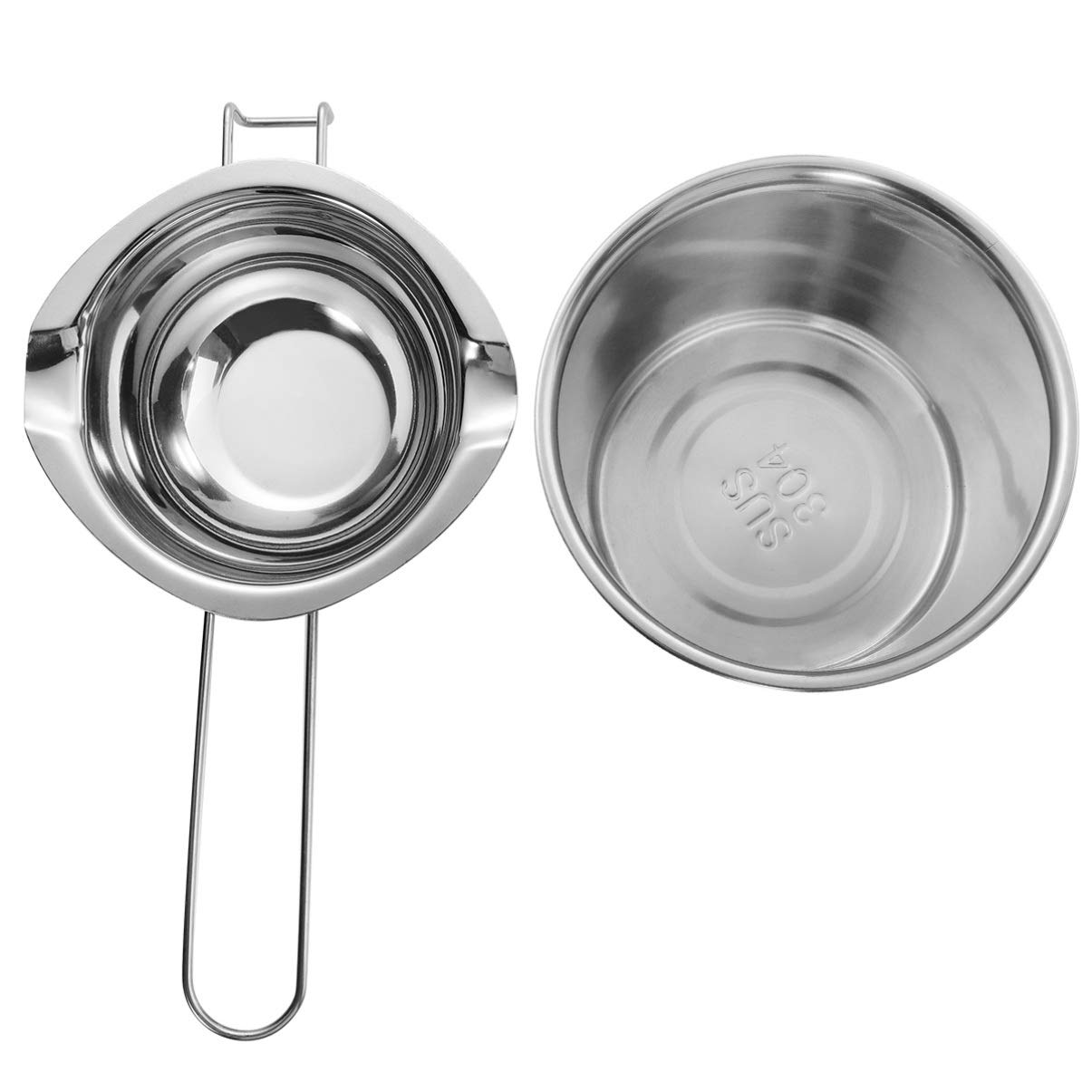 2-Piece Stainless Steel Chocolate & Butter Melting Pot Set - Double Boiler for Candy, Wax, Soap Making - Perfect for Baking, DIY Crafts & Kitchen Use