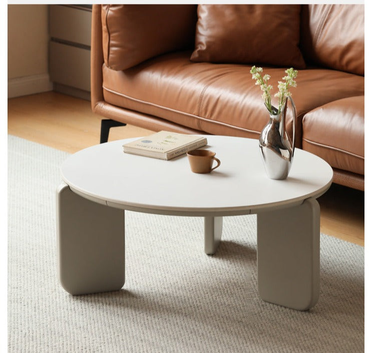 Solid Poplar Wood Rock Plate Coffee Table - Rustic Modern Living Room Furniture for Home Decor & Entertainment