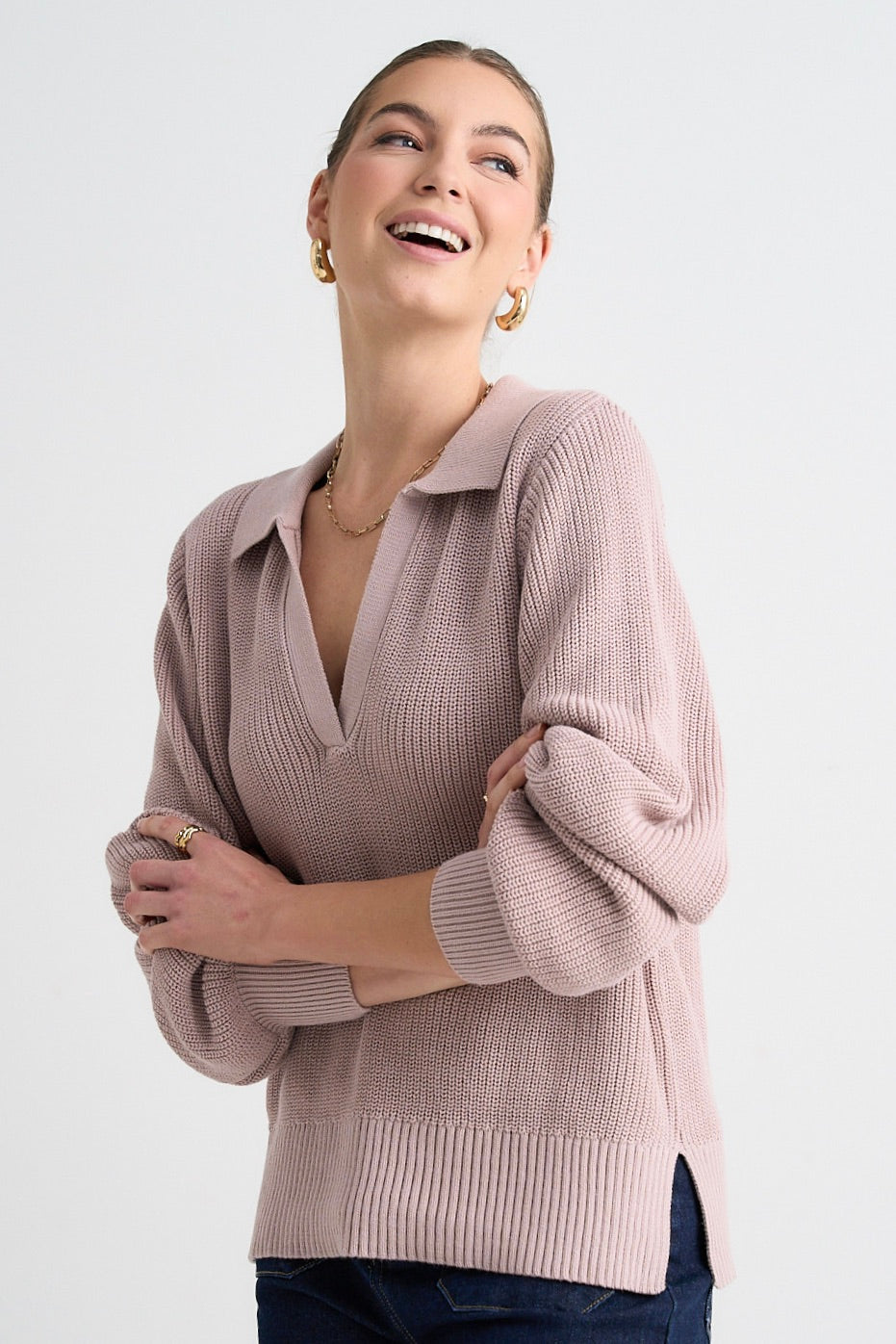 Honor Mushroom Cotton Collar Jumper for Women - Soft & Comfortable Knit Sweater - Perfect for Fall & Winter Outfits, Office Wear and Casual Style