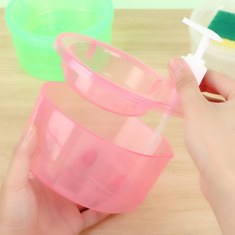 Divinezon Double Layer Soap Dispenser with Pump and Sponge Holder | 15x16x17cm | Multi-Color | Perfect for Kitchen, Bathroom, and Laundry Room Organization