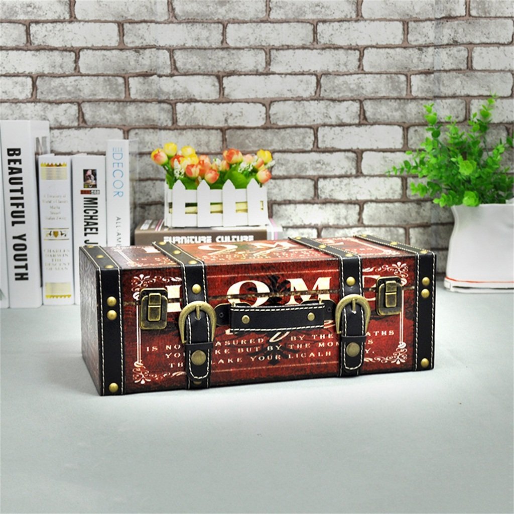 Vintage Handmade Wooden Suitcase Wall Shelf - Retro Coffee Bar Floating Shelves for Home Decor (35cm, Brown) | Perfect for Living Room, Bedroom & Kitchen Storage