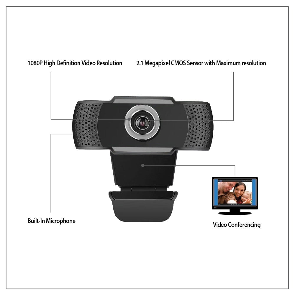 Adesso 1080P HD Webcam H4 with Built-in Microphone - USB Computer Web Camera for Video Conferencing, Online Classes & Streaming - Compatible with PC, Mac, Laptop, Desktop (CyberTrack H4 Model)