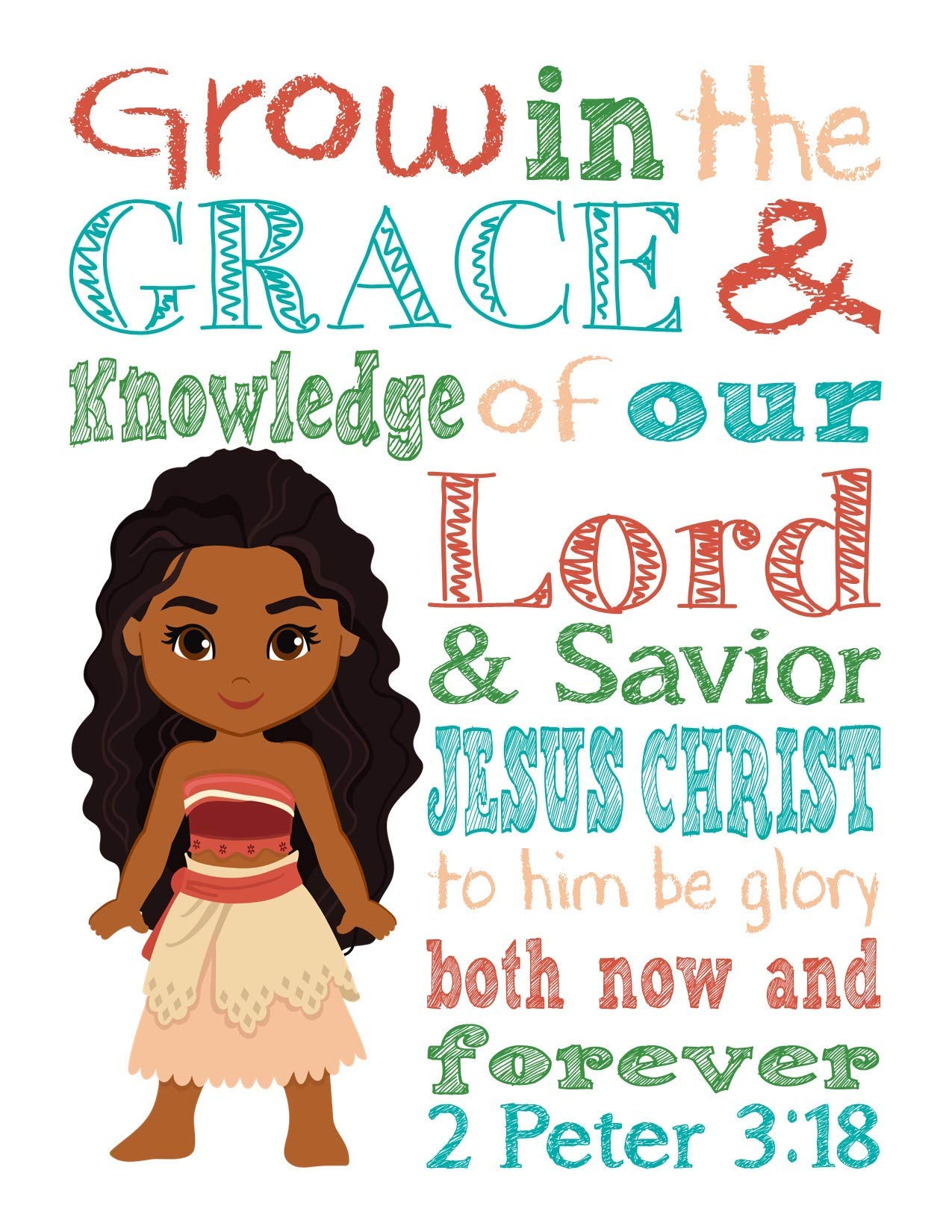 Moana Christian Nursery Decor - 4 Prints with Bible Verses for Baby Room