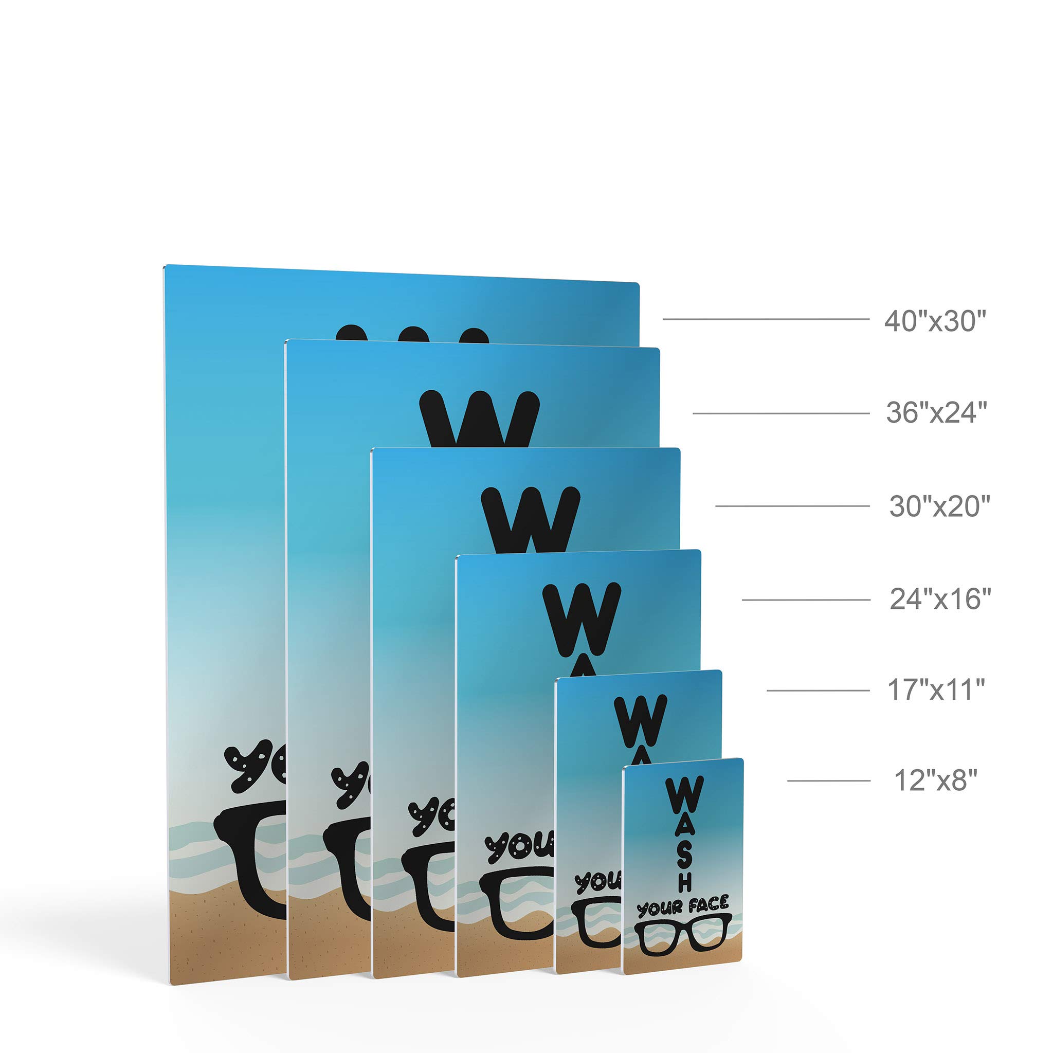 Smile Art Design 'Wash Your Face' Quote Metal Print - Funny Bathroom Wall Decor for Kids, Nautical Theme Home Decoration - Ready to Hang 12x8 Inch - Made in USA | Perfect for Bathrooms, Kids' Rooms & Coastal Themed Spaces