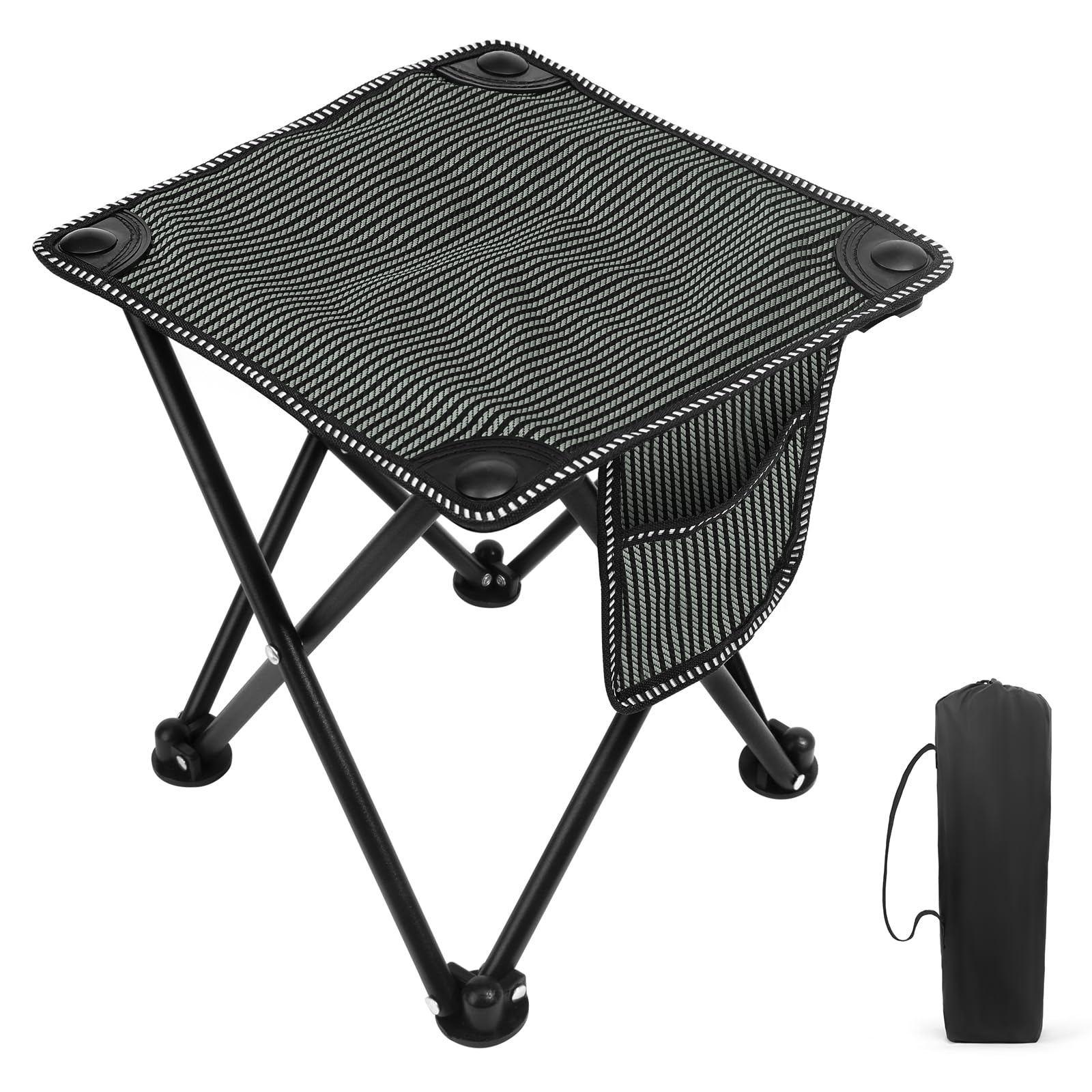 Matekxy Portable Folding Camping Stool - Heavy Duty Thickened Seat with Carry Bag for Outdoor Activities (Hiking, Fishing, Beach, Gardening) - Compact & Lightweight for Travel & Picnics - Grey