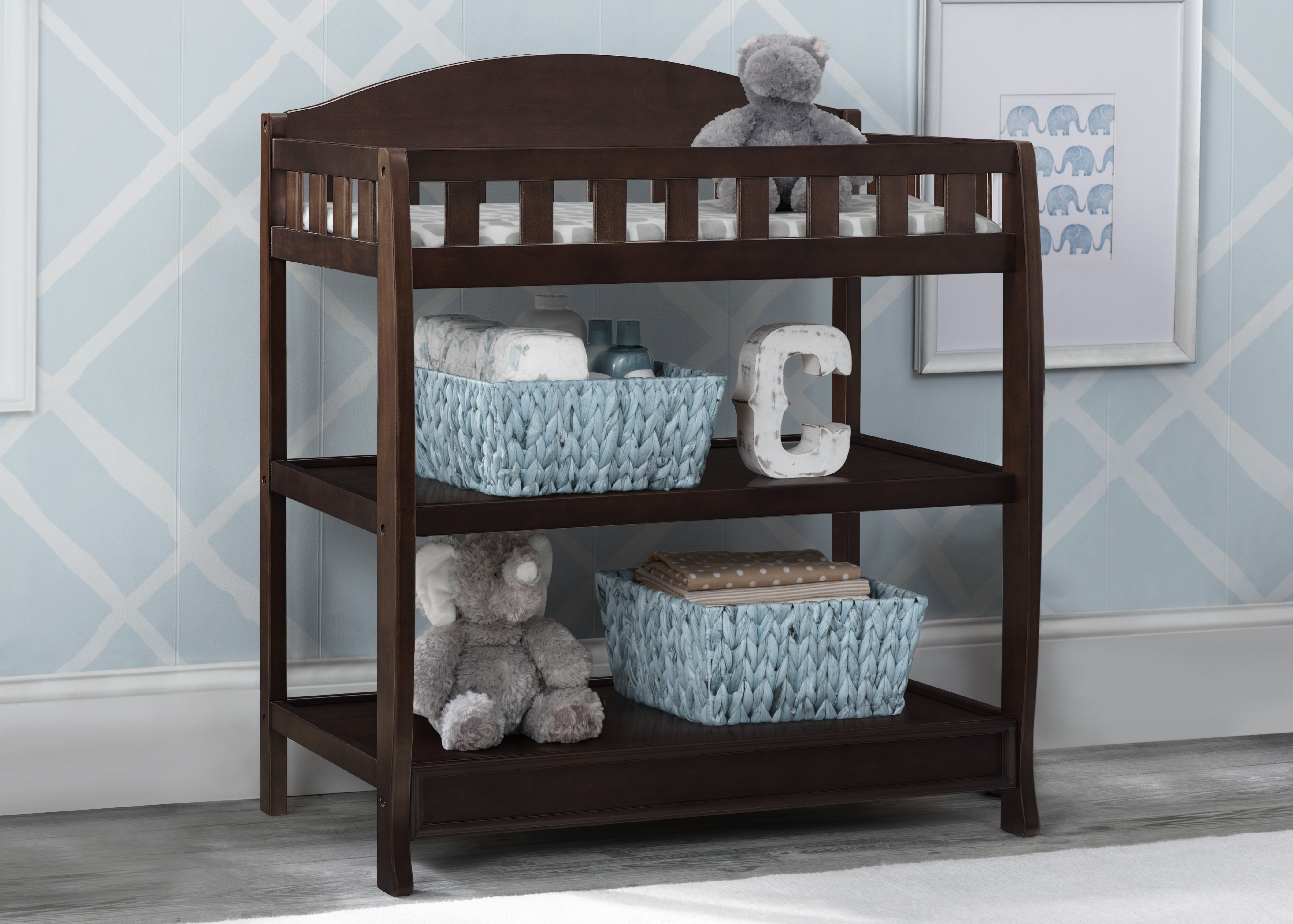 Wilmington Baby Changing Table with Soft Pad - Perfect for Nursery, Bedroom & Diaper Changing Station - Safe & Sturdy for Newborns & Toddlers