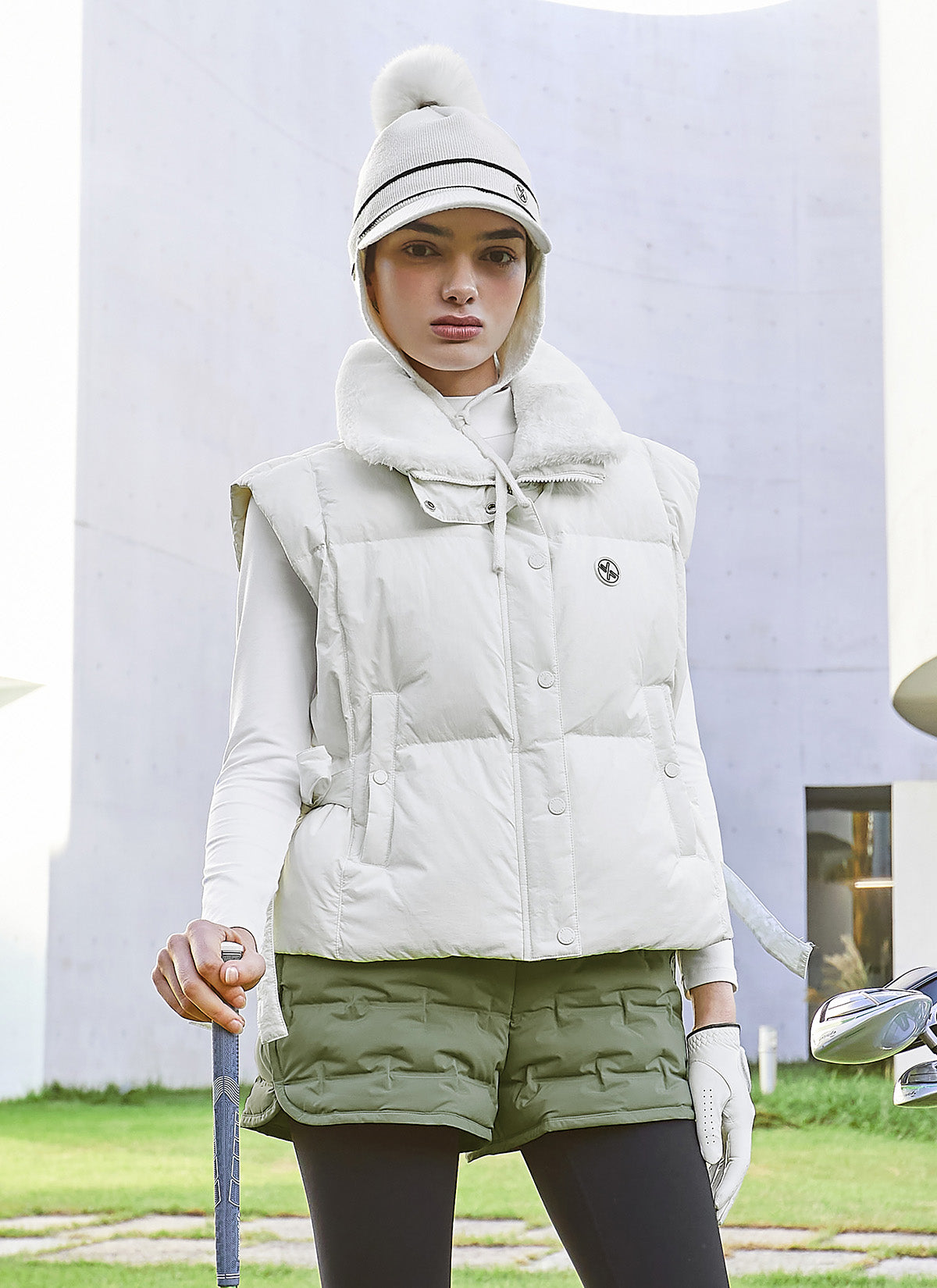 Women's Faux Fur Collar Goose Down Vest - Warm Winter Puffer Jacket for Outdoor Activities, Hiking & Casual Wear
