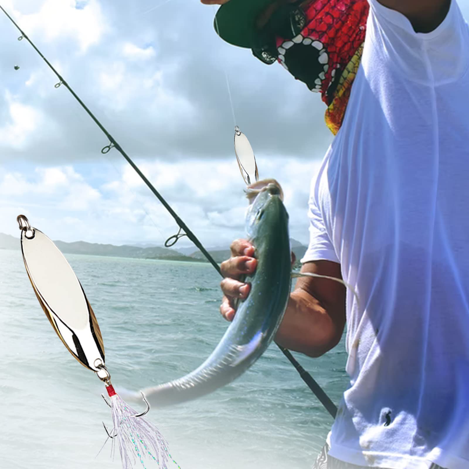 Premium Fishing Lures & Spoons Kit - Bass Trout Saltwater Freshwater Fishing Baits - Perfect for Casting Trolling Ice Fishing