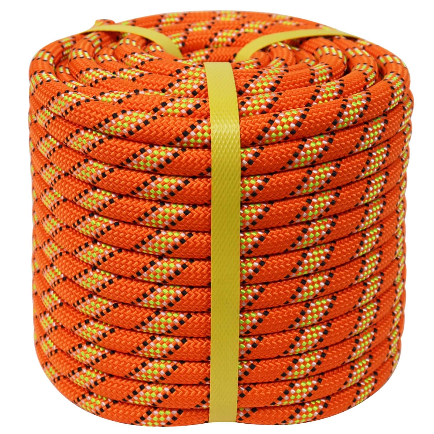 3/8 Inch x 100 Feet Braided Polyester Rope - Heavy Duty Climbing Rope for Tree Climbing, Pulling, Swing, Sailing | Outdoor Activities, DIY Projects, Marine & Camping Use | Orange Safety Rope