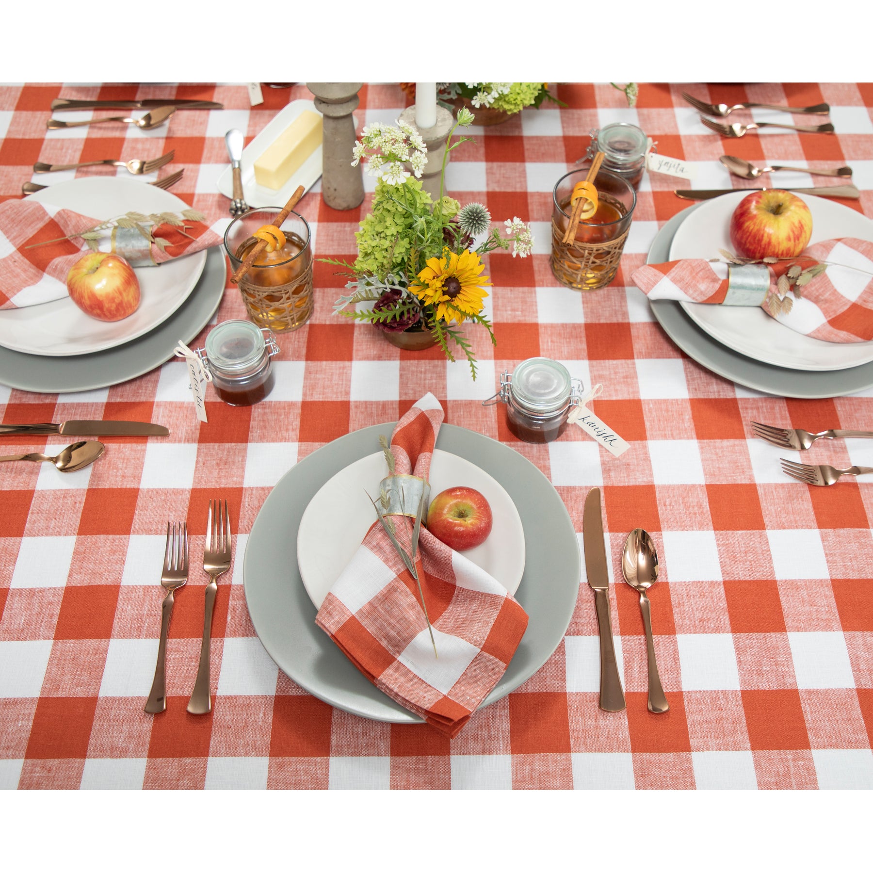 Buffalo Check Tablecloth - Red and Black Plaid Cotton Fabric for Dining Table - Perfect for Thanksgiving, Christmas, and Holiday Decorations