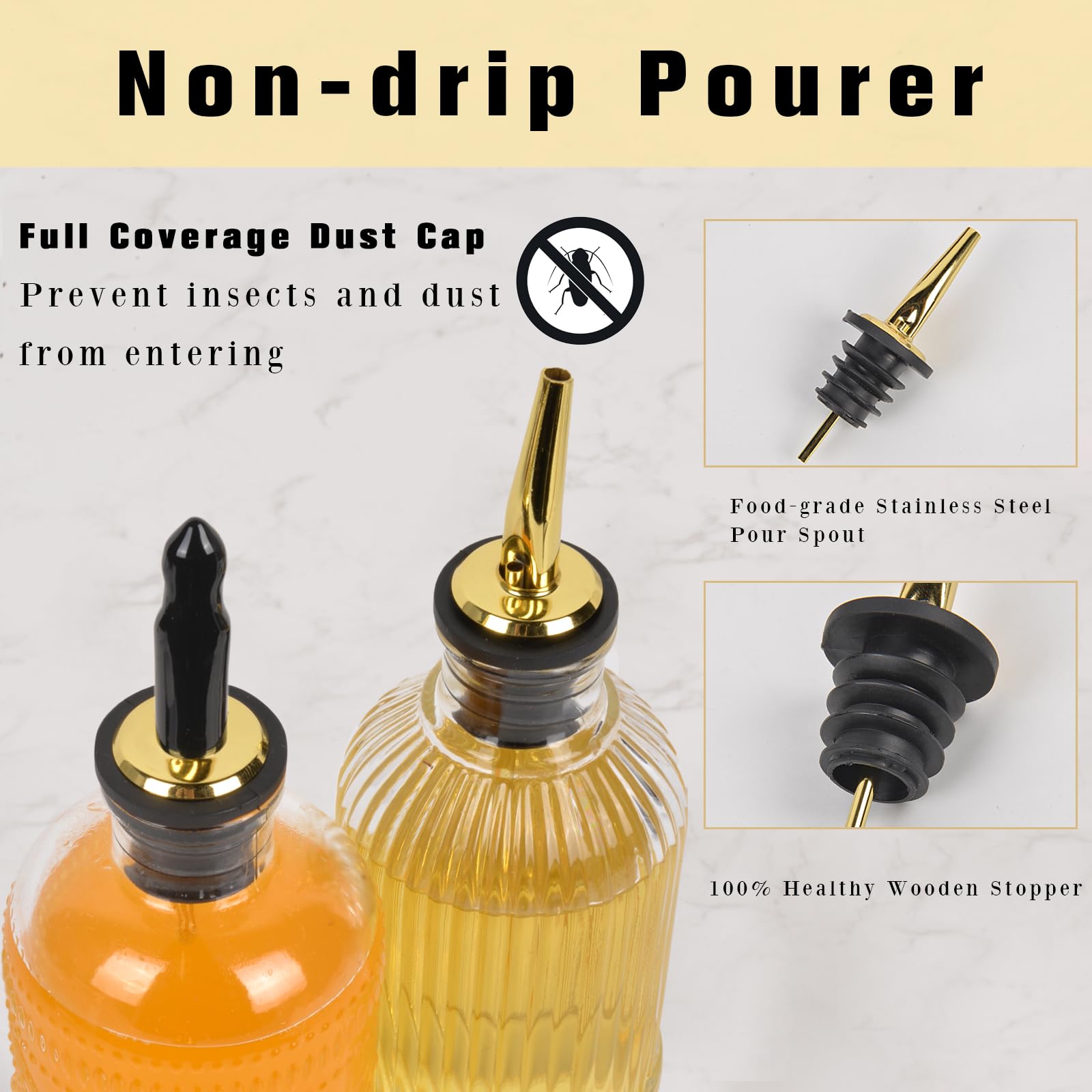 ChezMax 7 oz Glass Coffee Syrup Dispenser Bottles with Metal Pour Spout - 2 Pack Barista Accessories for Coffee, Cocktails & Dessert Toppings | Perfect for Home Bar, Cafe & Kitchen Use
